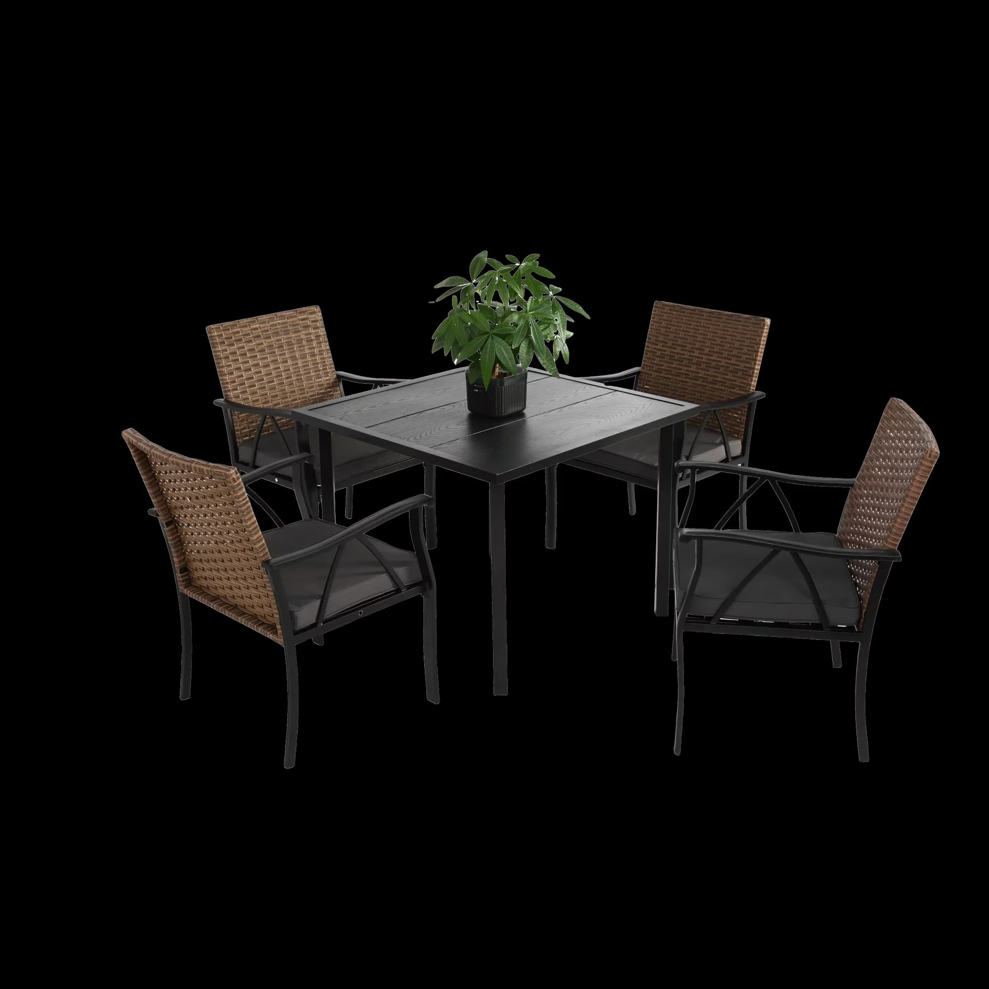Compact Patio Dining Set with Weatherproof, Portable - Steel Brown for Patio, Garden Model 45E6E5