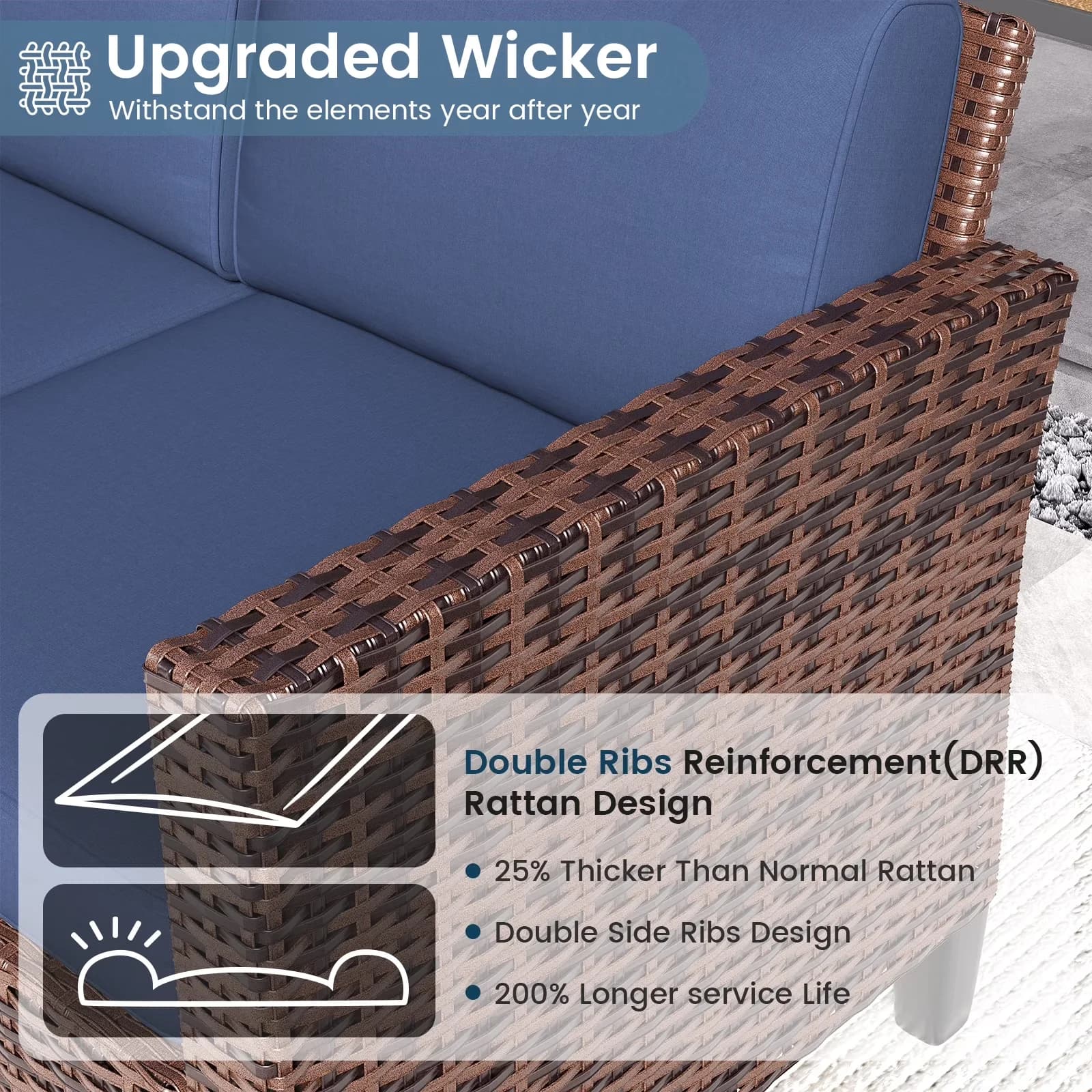 Efficient Outdoor Sofas Sectional with Weatherproof, Swivel Chairs, Storage Table - Rattan Model 82CEE4