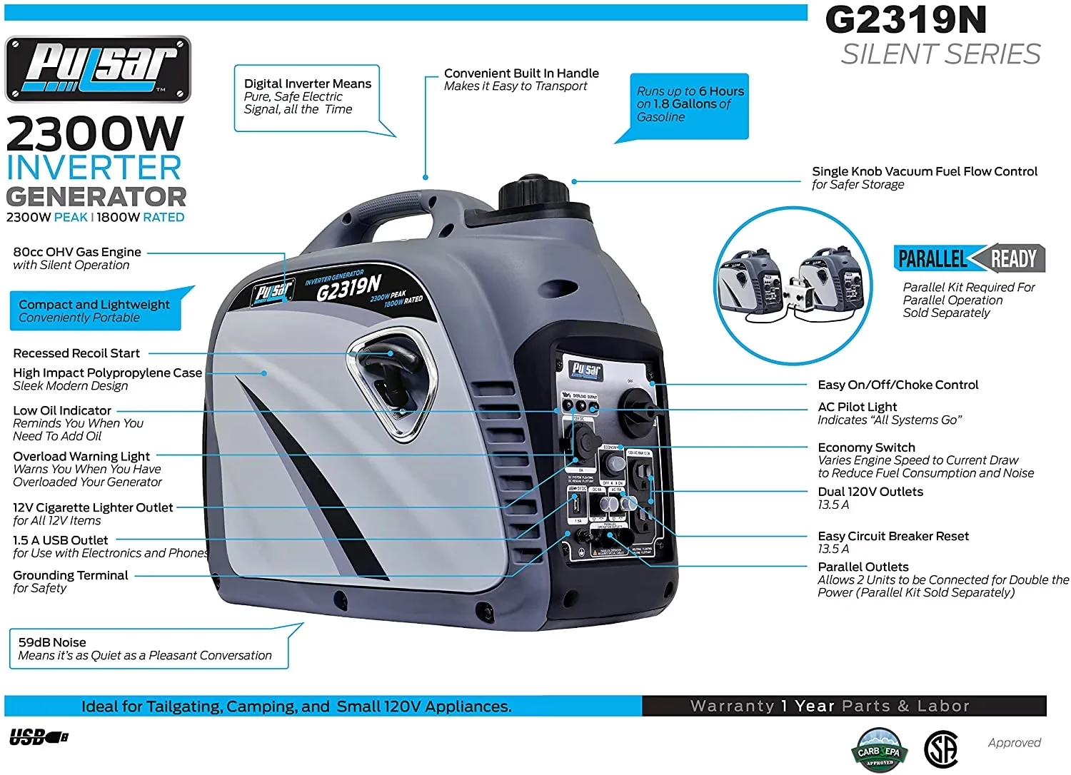 Professional Generator with Low Oil Shutdown - G2319N - Traditional Style Model 528626