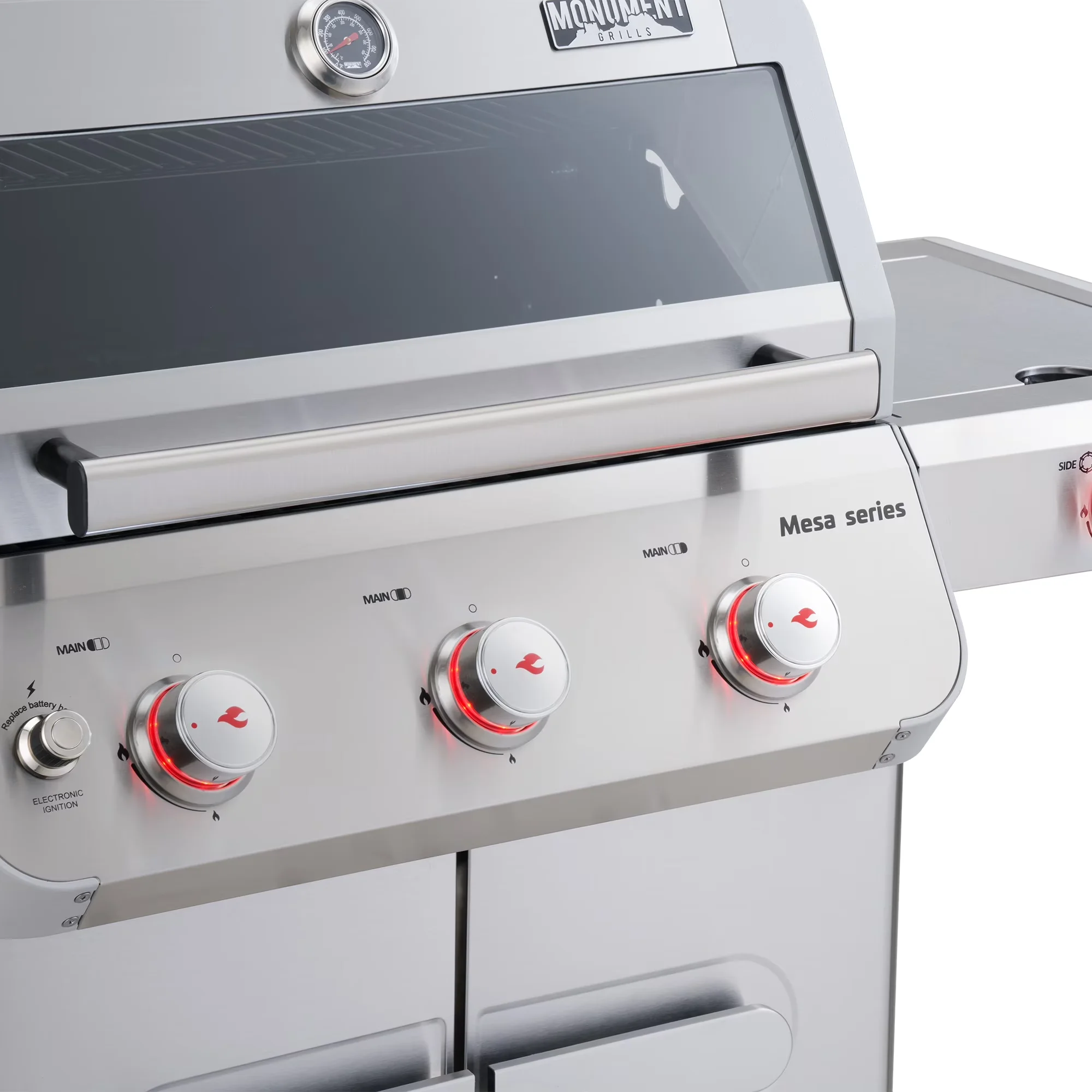 Versatile Gas Grill with LED, Heat Thermometer, Grease Pan - Multicolor Stainless Steel Model 889157
