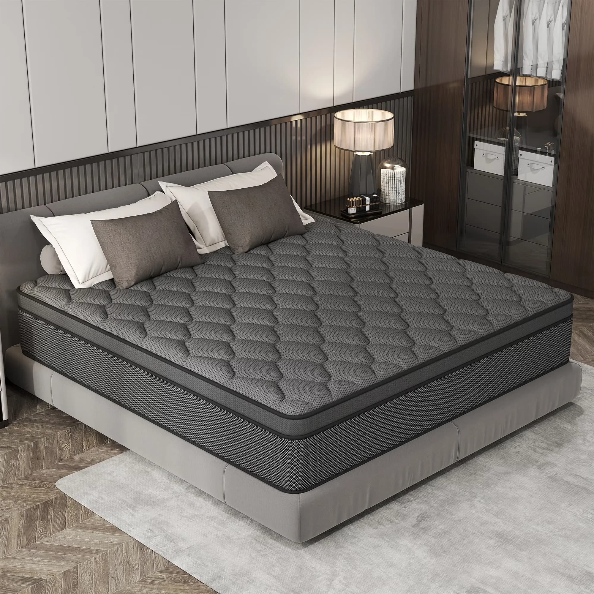 Efficient Mattresses Accessory with Hypoallergenic, Breathable Construction - Gel Memory Foam, High-Density Foam, 3D Knitted Fabric Gray Model 1F64E7