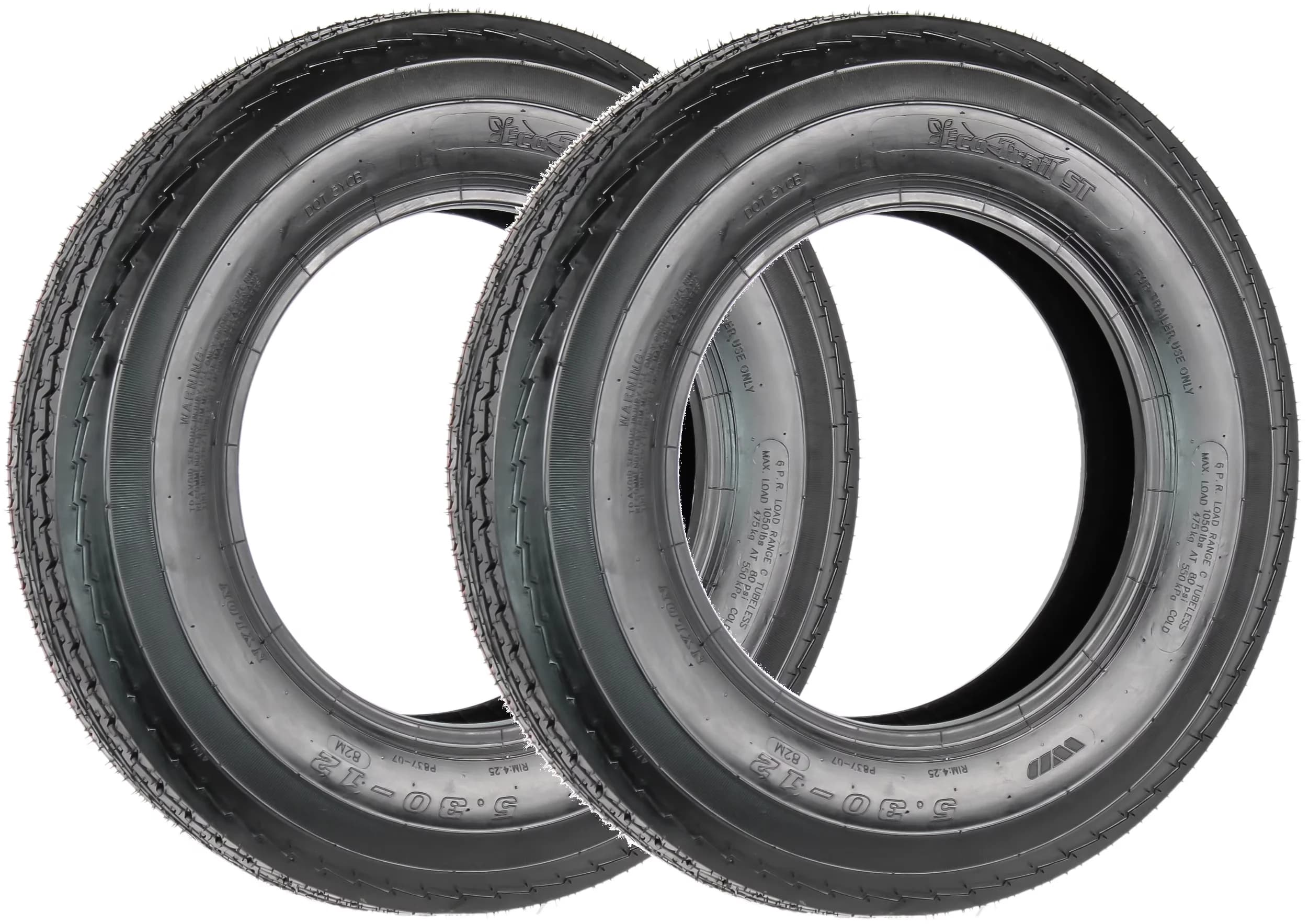Trailer Tire Professional with Overall Diameter: 21.5", Bias Ply Trailer Tire - Size: 530-12 Model 5F154B