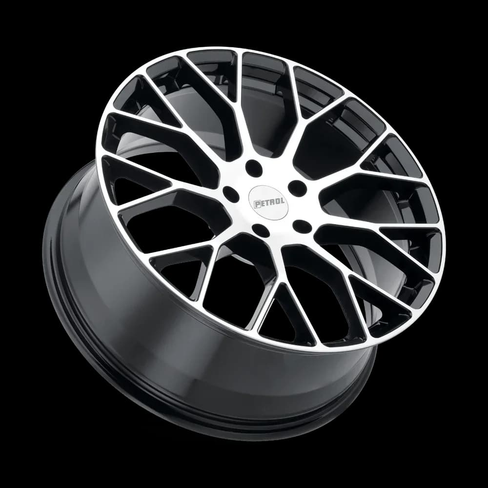 Professional Wheels And Rim with Aluminum P2B 17X8in Gloss Black, Machined Face Finish - Black Aluminum Model 2C0945