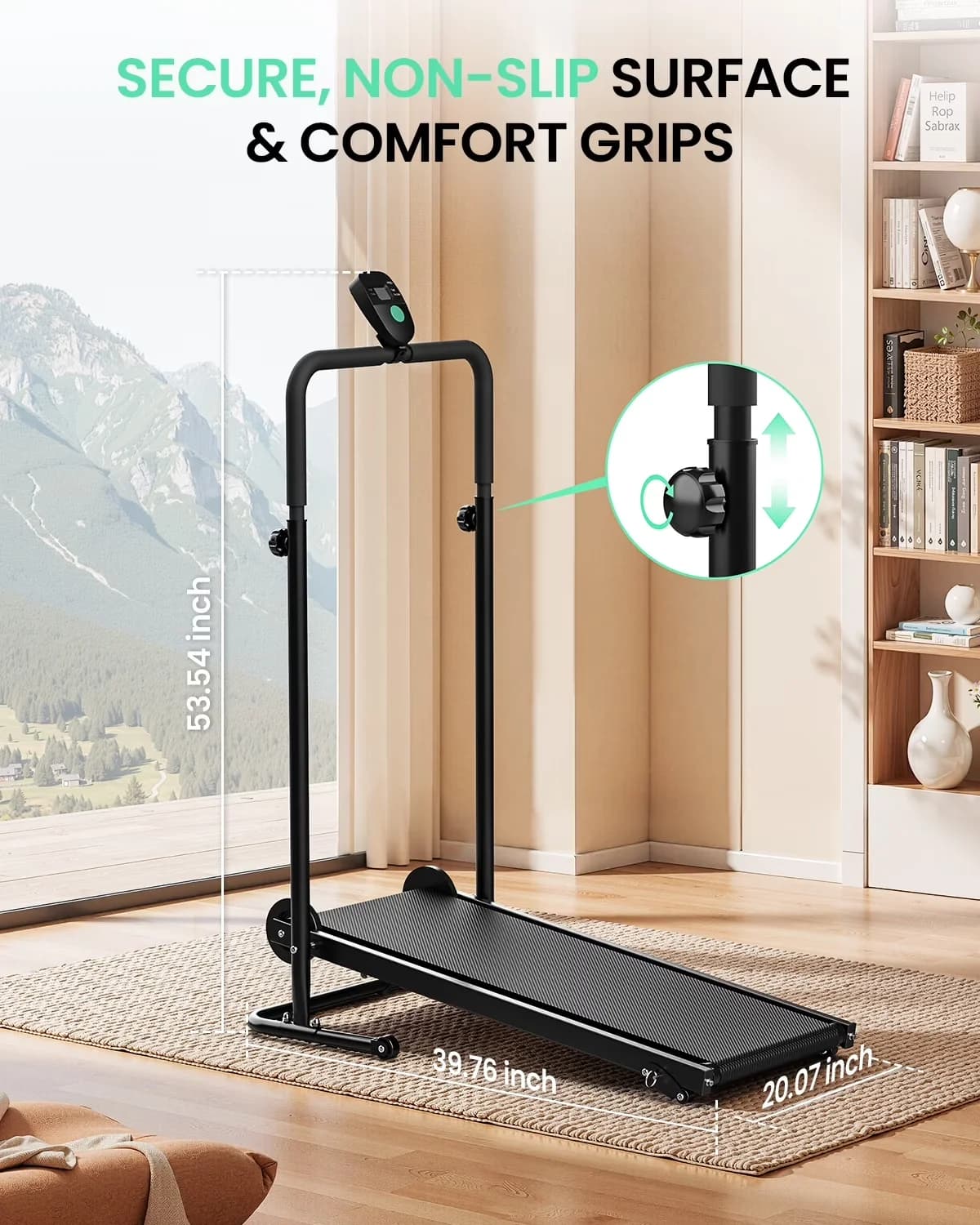 Reliable Home Gym with Compact, Portable, Motorless Treadmills - Black Alloy Steel Model 8AD578
