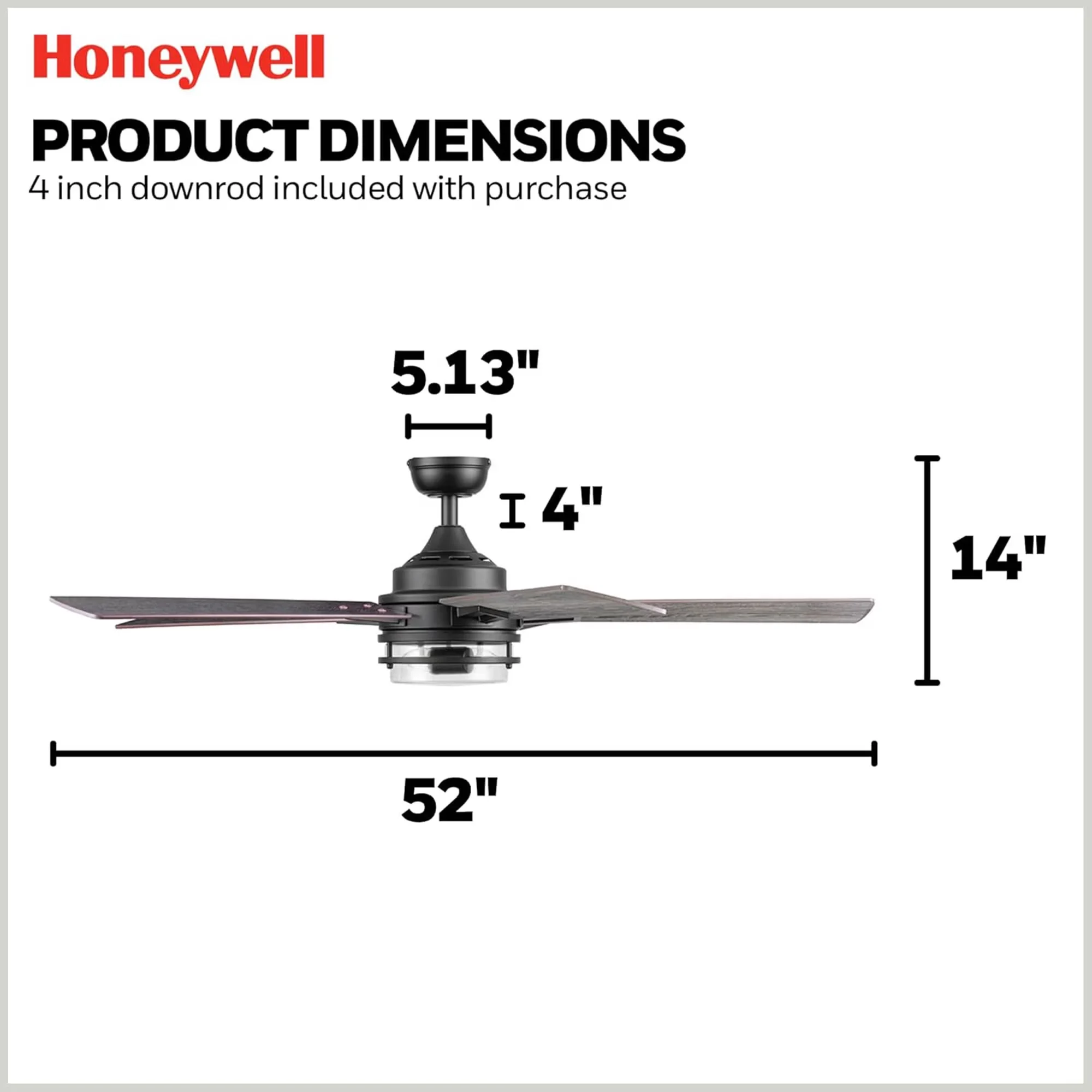 Ceiling Fan Versatile with LED, Farmhouse, Myers Park 52" w/ Remote - Black Glass Model F577DA