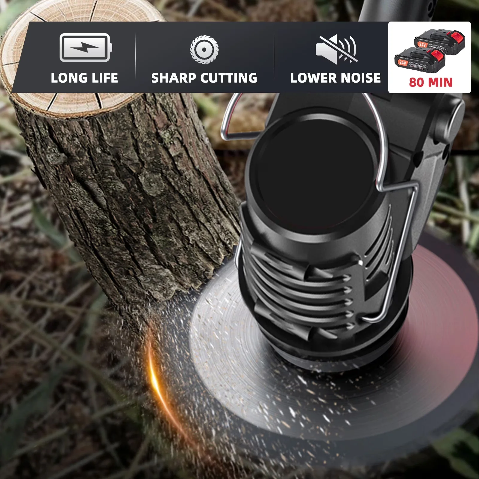 Efficient String Trimmer with Battery, Edger Conversion Capable, Adjustable Handle - Model A8ABFF