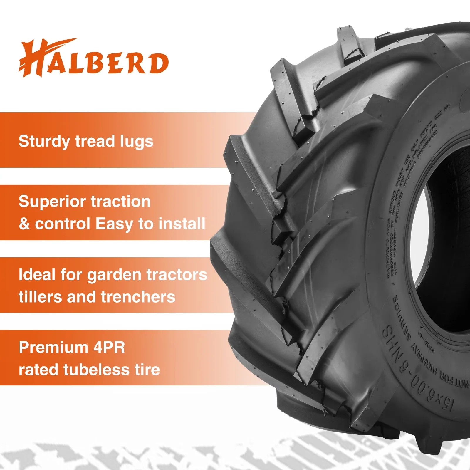 Lawn Mower Tire Quality with Heavy-Duty - Black 00-6 - Durable Build Model 2862FE