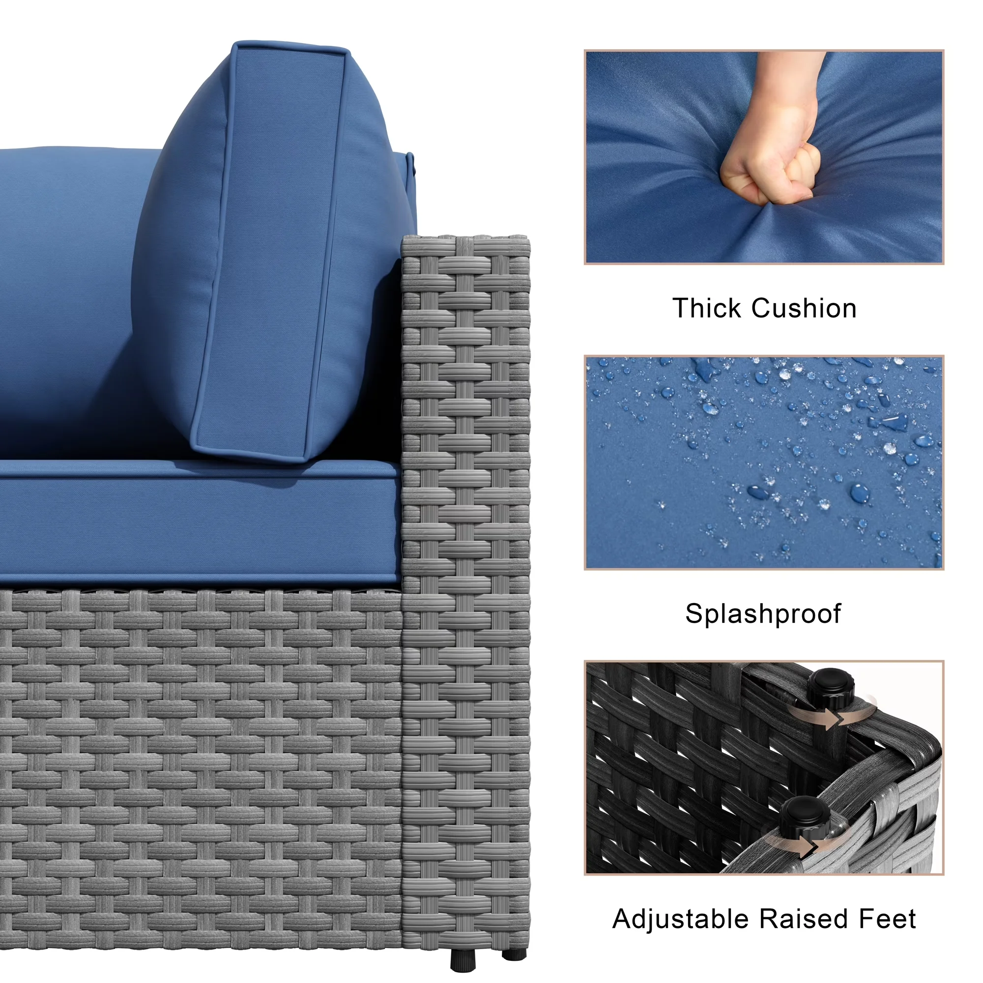 Classic Outdoor Sofas Sectional with Waterproof, Modern, Uv Resistant - Pieces Model 283E49