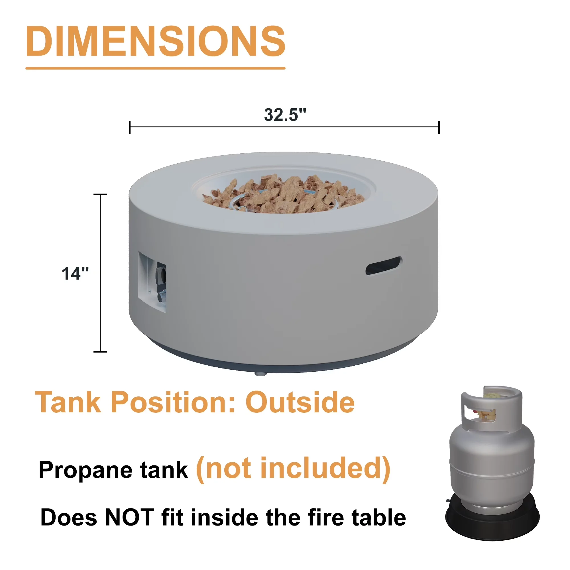 Innovative Outdoor Heating with Portable, Preservative, Lava Rocks - White Magnesium Oxide Model 877AEA