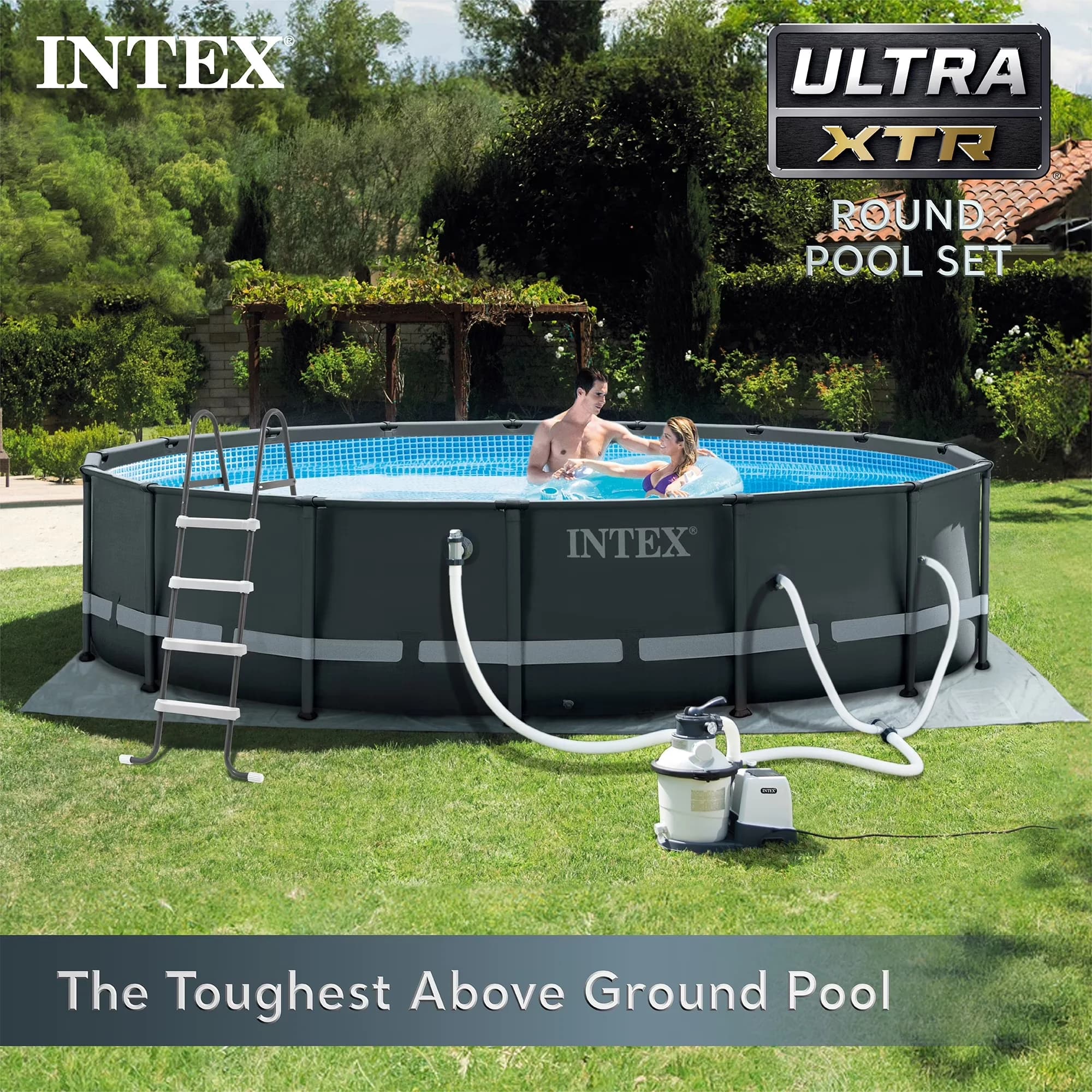 Stylish Above Ground Pool with Puncture Resistant - Gray 16ft - Contemporary Style Model 6FBD57