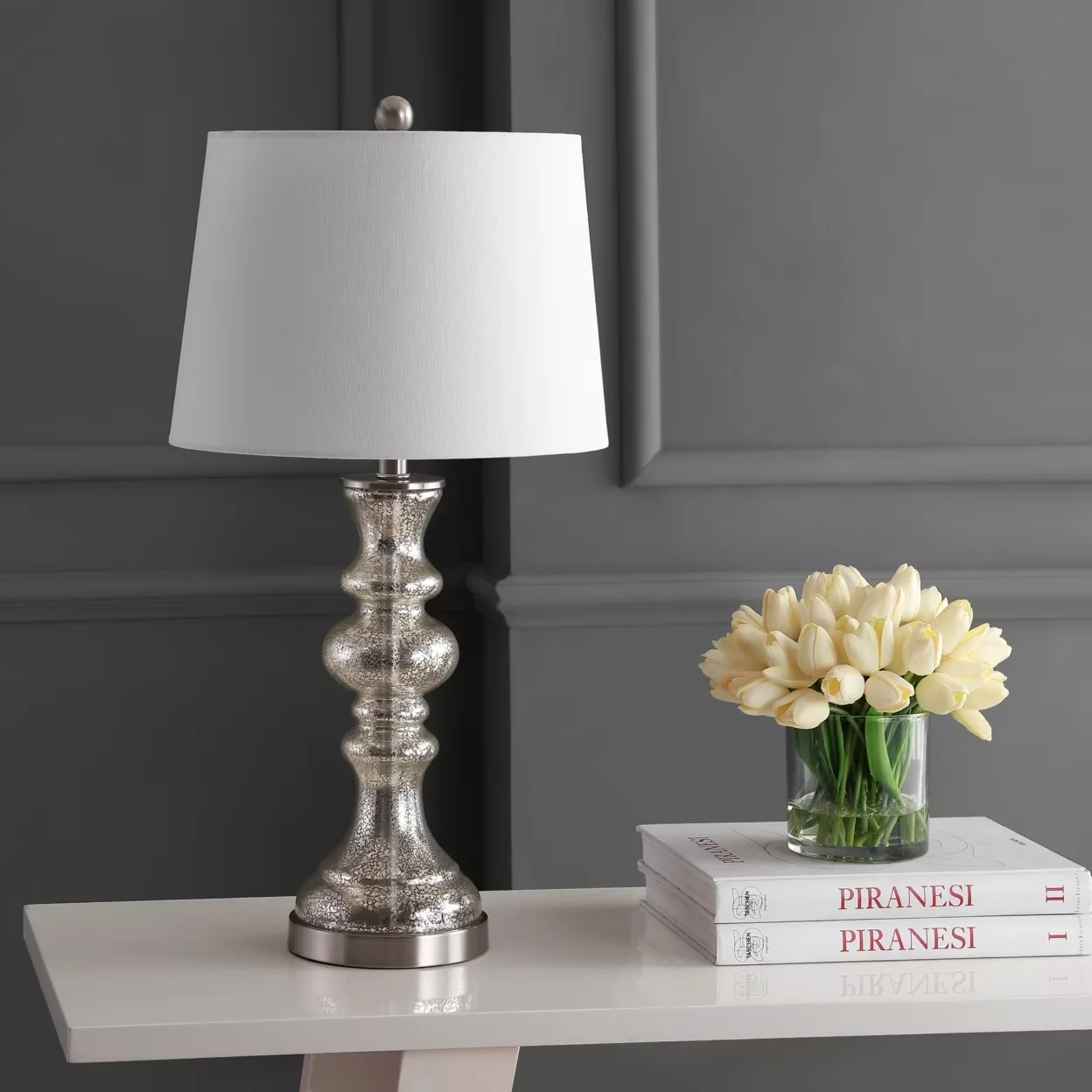 Lamp Set Premium with LED, Farmhouse, Ephraim Antique 28.5 in. H Table - Wood Brown Model DF4D65