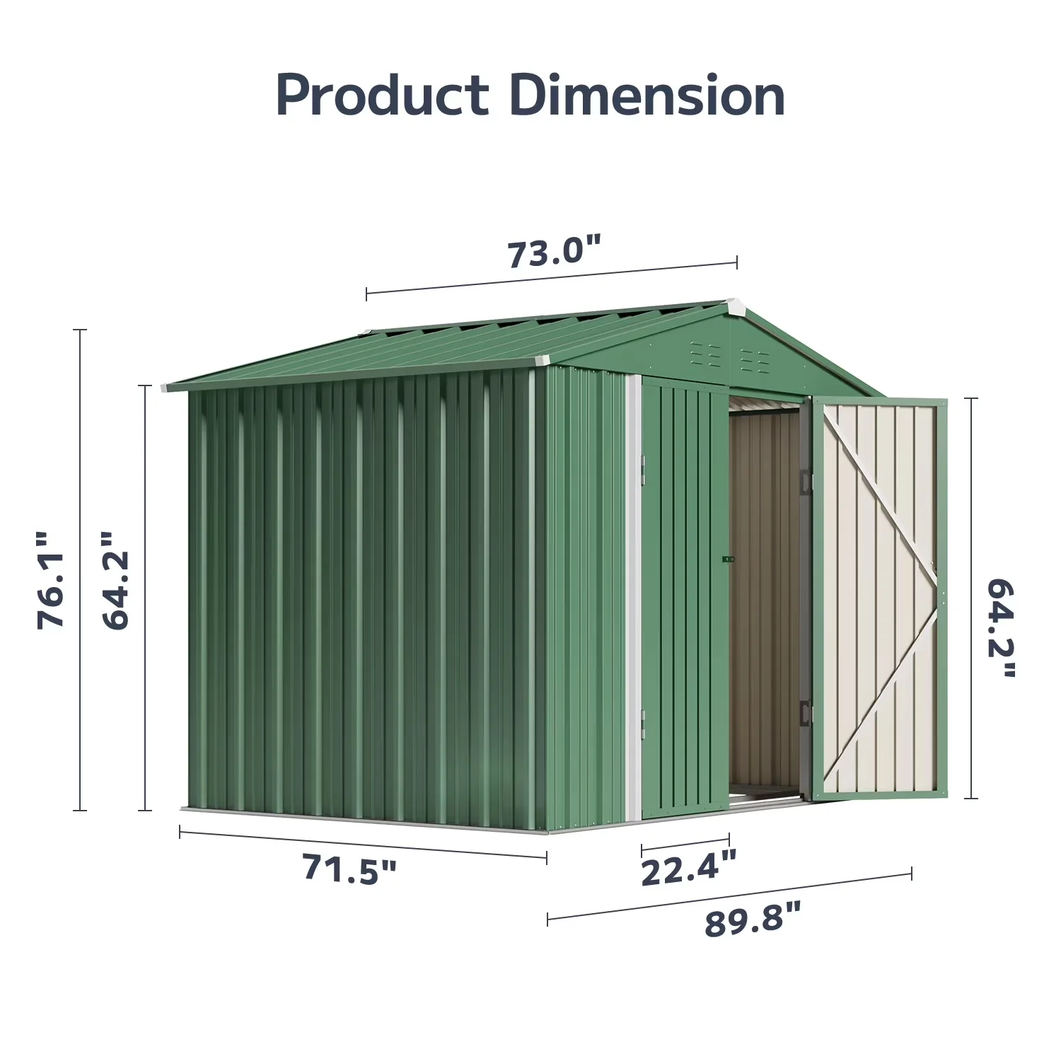 Professional Shed with Lockable Door, Color: Grey&Brown&Green - Steel Green for Patio Model C19D23