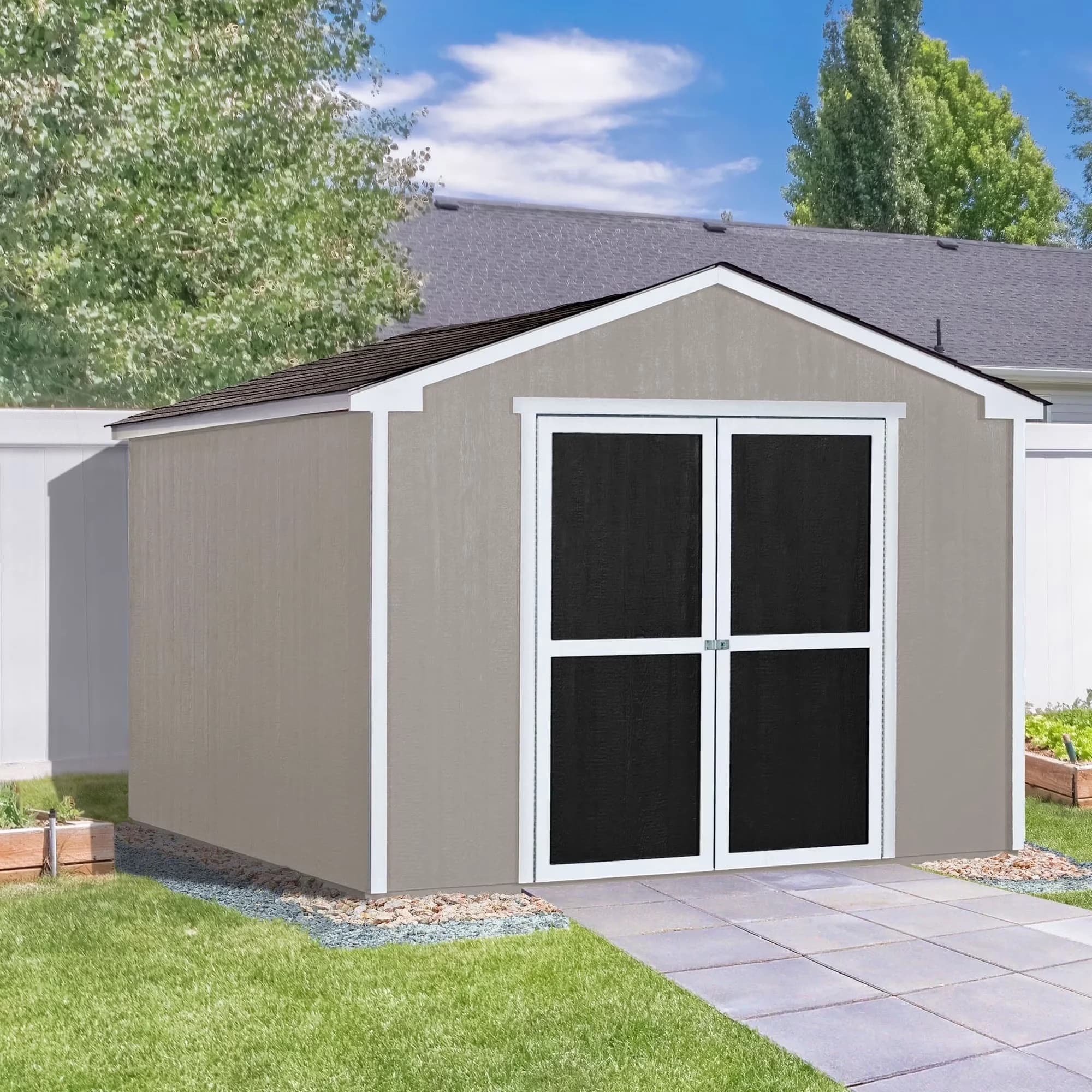 Professional Shed with Paintable, Lockable Door - Wood Brown 10 ft for Everyday Use Model 454FA1