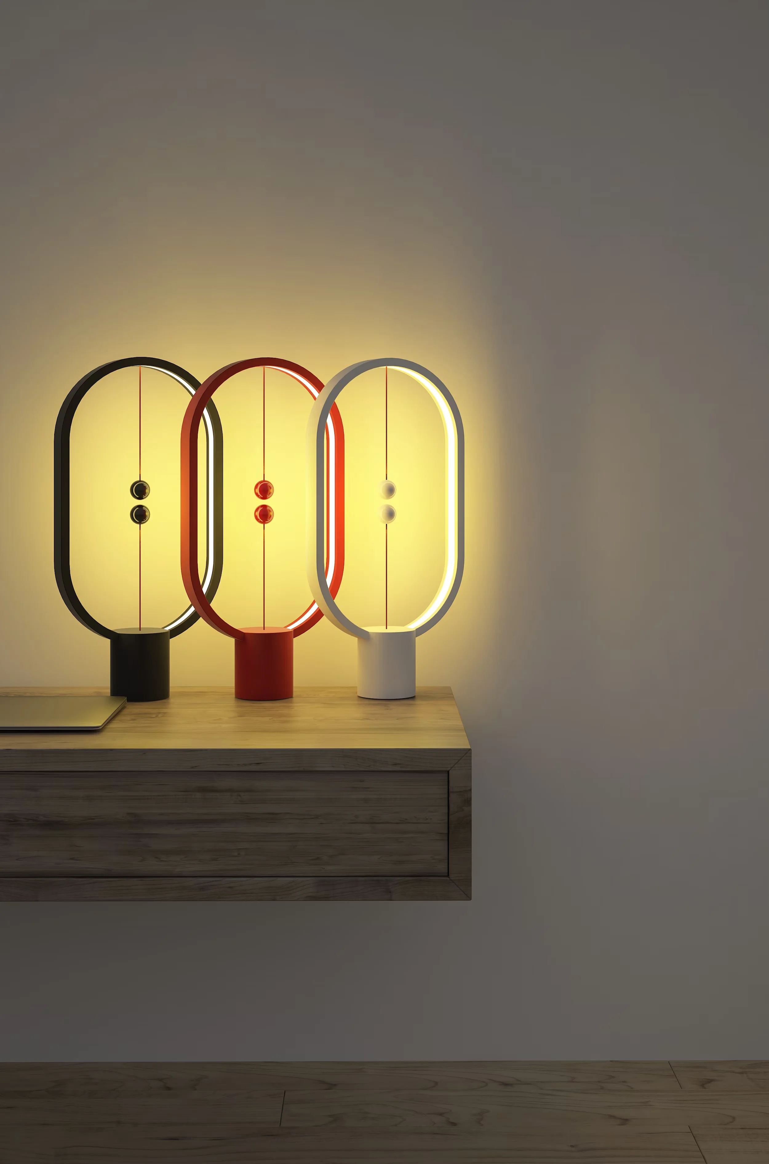 Modern Desk Lamp with LED, Battery, Red - Red Plastic Heng - Heavy Duty Model 6D77FB