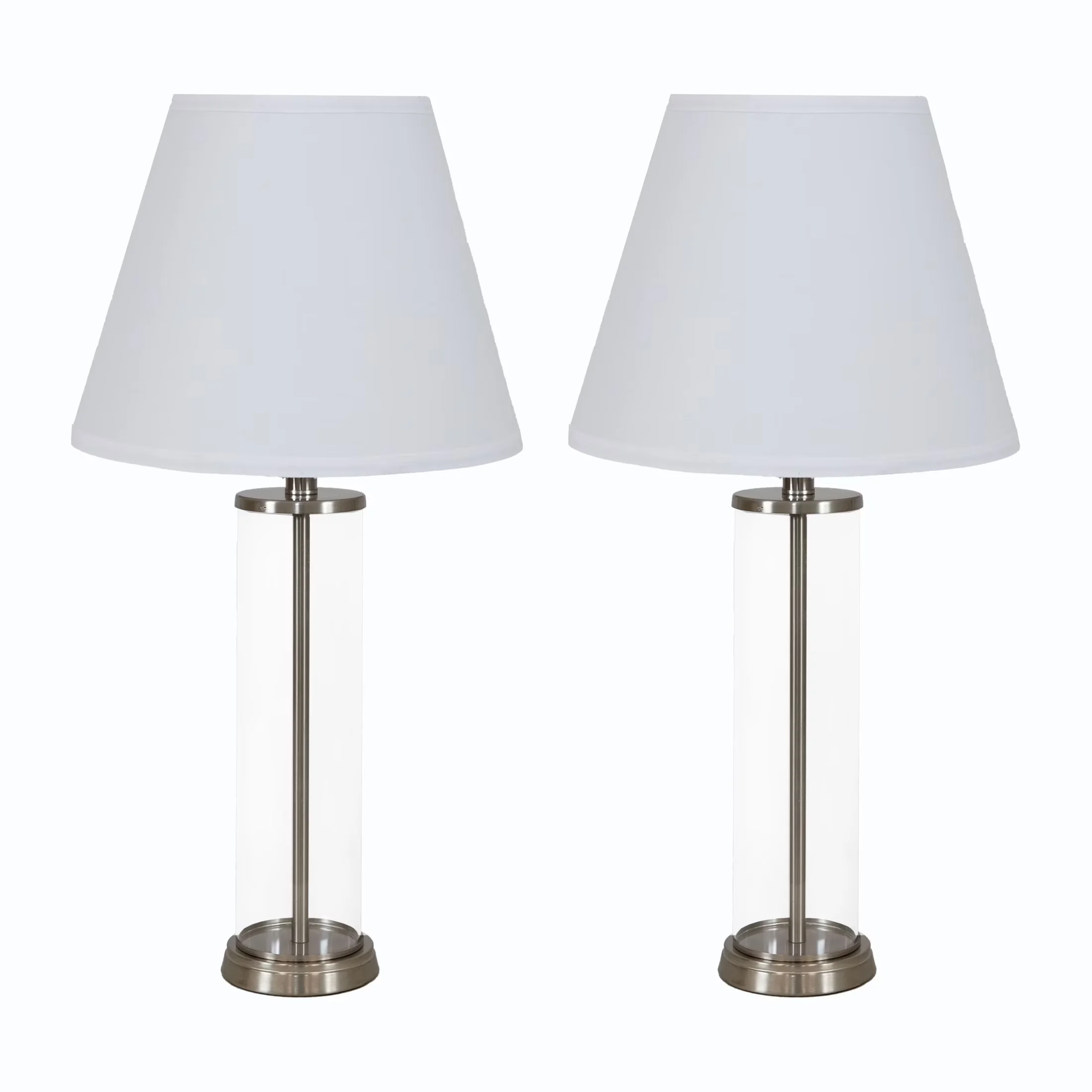 Classic Lamp Set with LED, Modern, Eco Friendly - Stainless Steel White, Silver Model 67FB20
