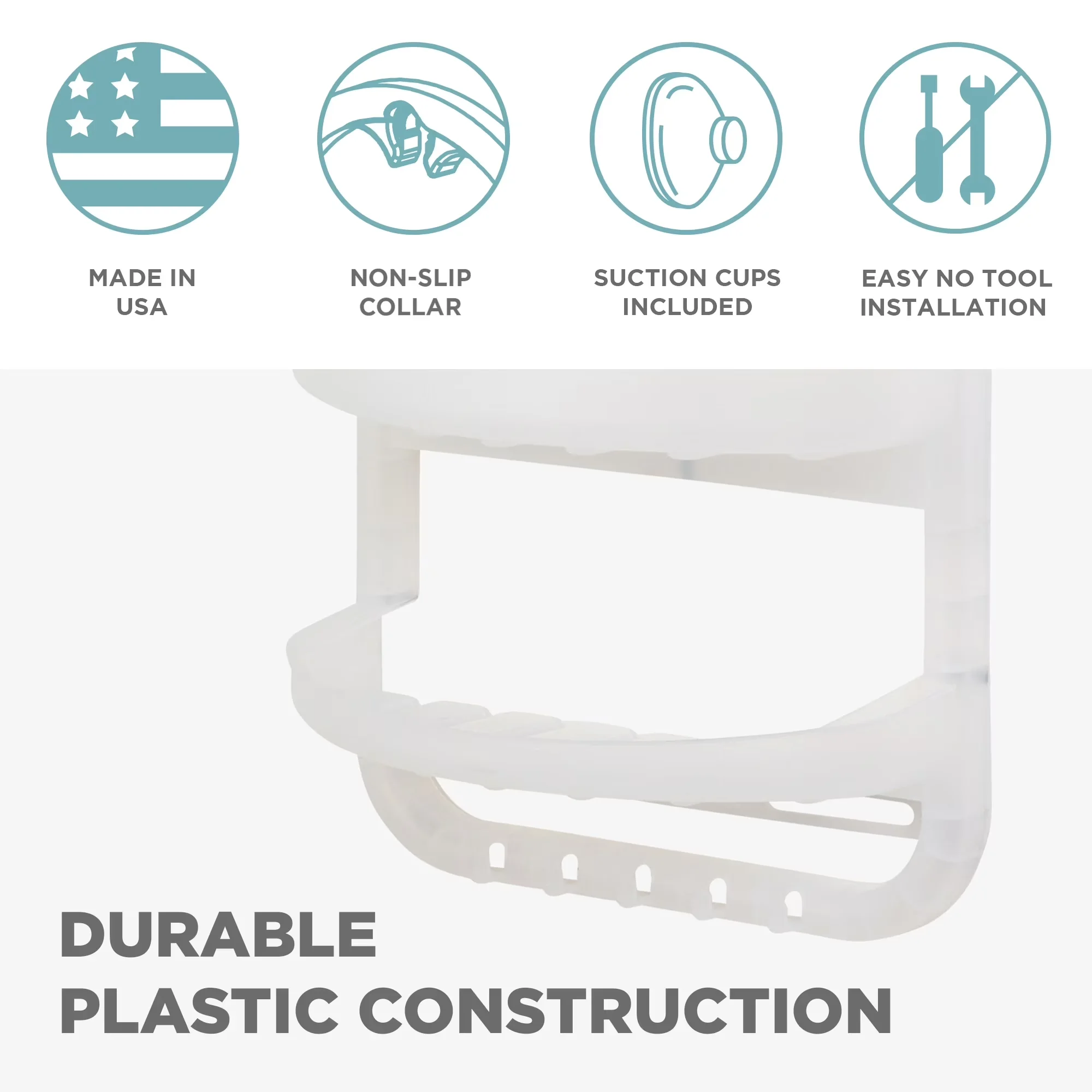 Bathroom Renovation Compact with Rust Resistant, Large Over the Shower Caddy, Easy to install over most showerheads - White Plastic Model 83FD3F