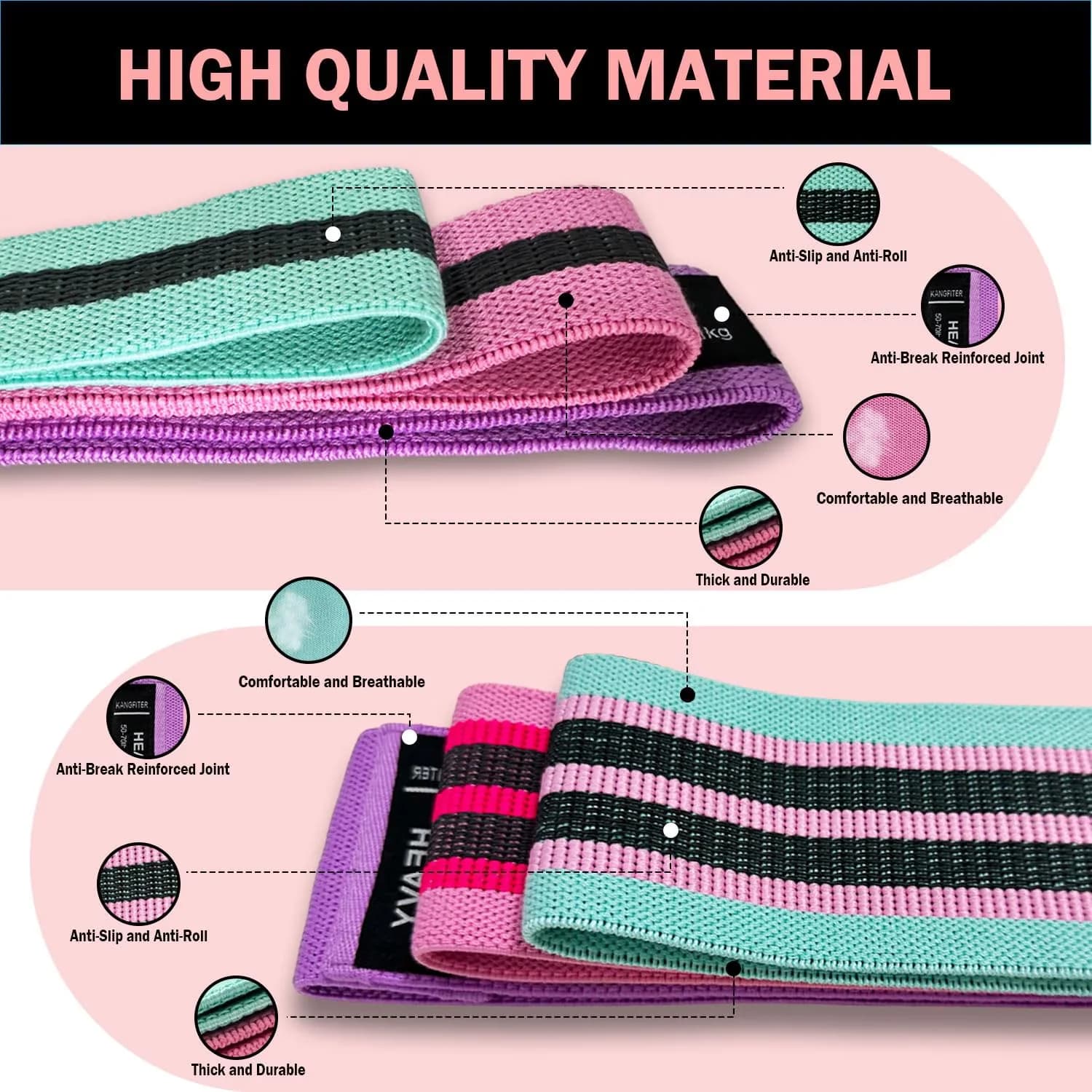 Essential Home Gym Accessory with Adjustable Straps, Color:Green, Pink, Purple 7 PCS - Multicolor Cotton, Natural Rubber for Home Model AEC0BE