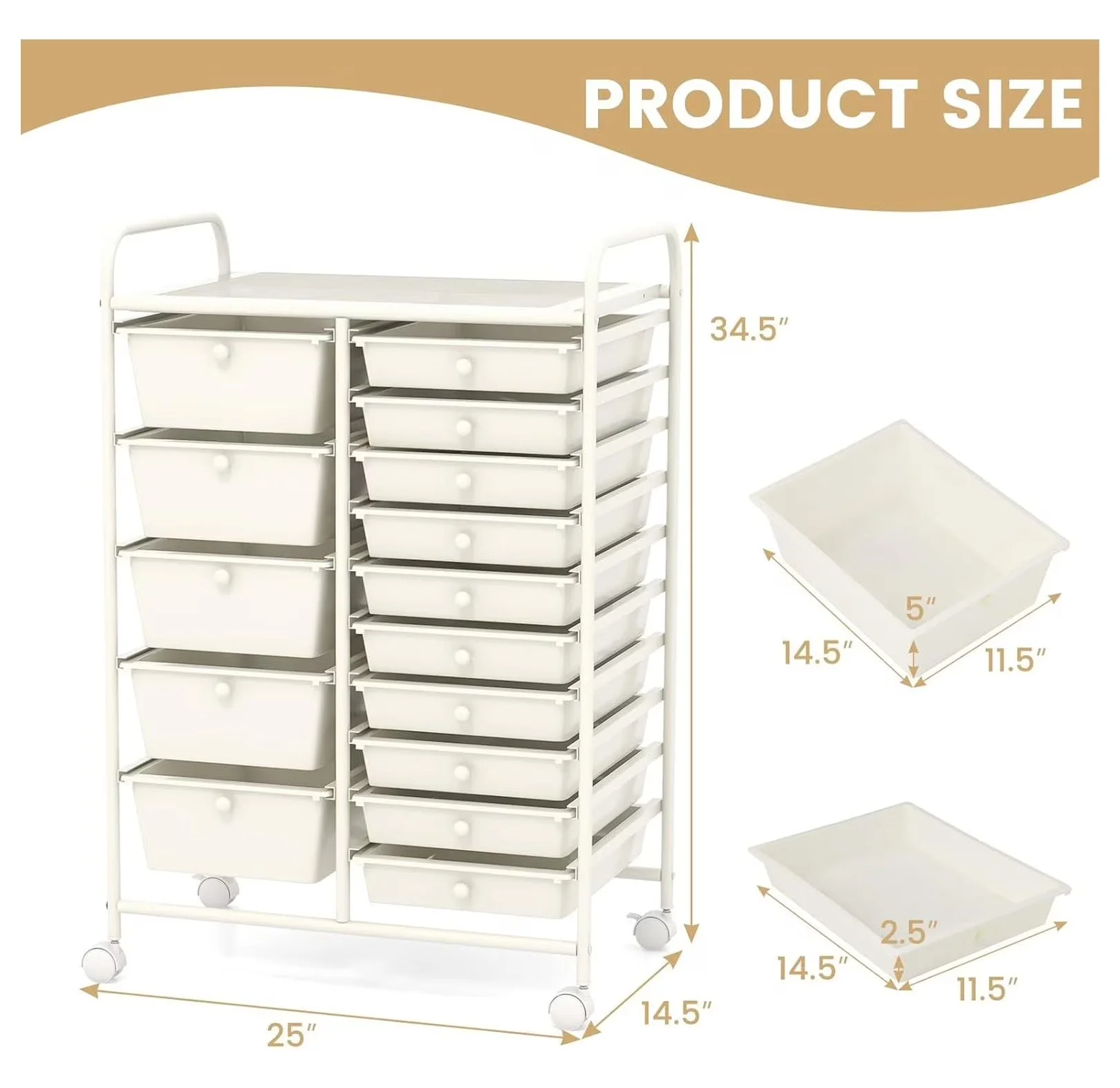Toolstorage Essential with Rolling, Modern - White Steel Frame + Pp Boxes Model E3BD57