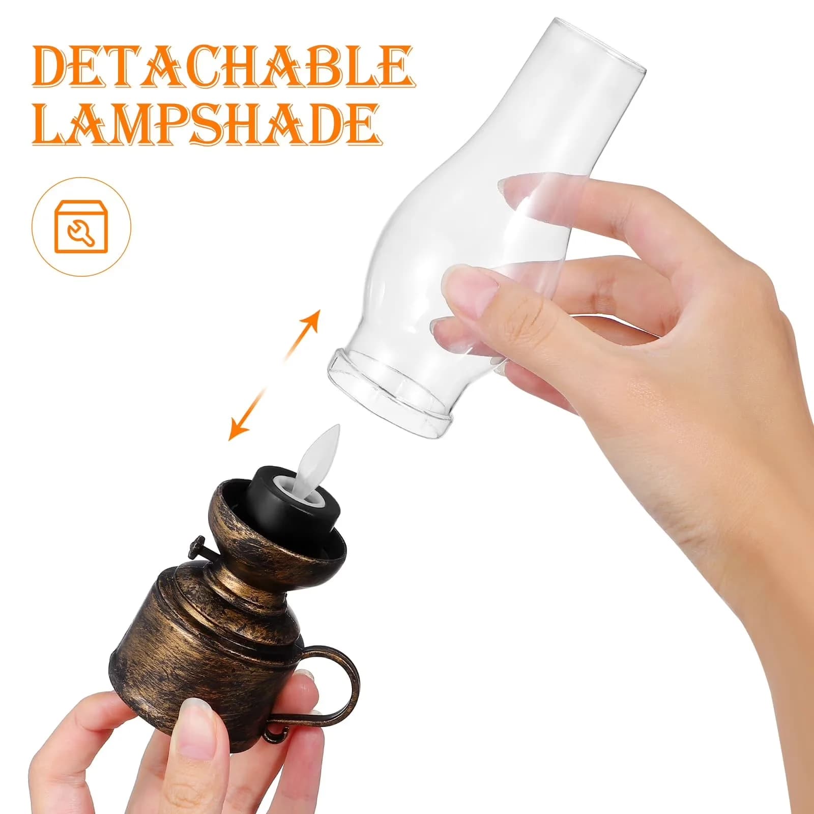 Compact Lamp with Battery, Farmhouse - Brown Metal for Living Room, Bedroom Model C82D14