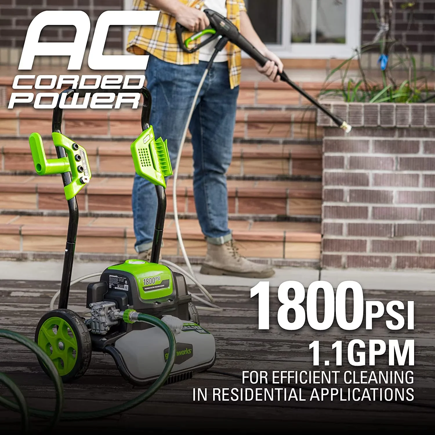 Efficient Pressure Washer with Perfect Nozzle for Every Surface, 3-Year Limited Tool Warranty, 1.2 GPM (gallons per minute) - Model 72E885