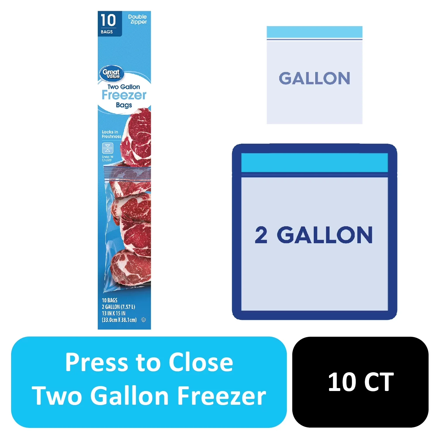 Classic Moving with Label Panel, Self Standing, Double Zipper Freezer Bags - Plastic Clear Model 7633B1