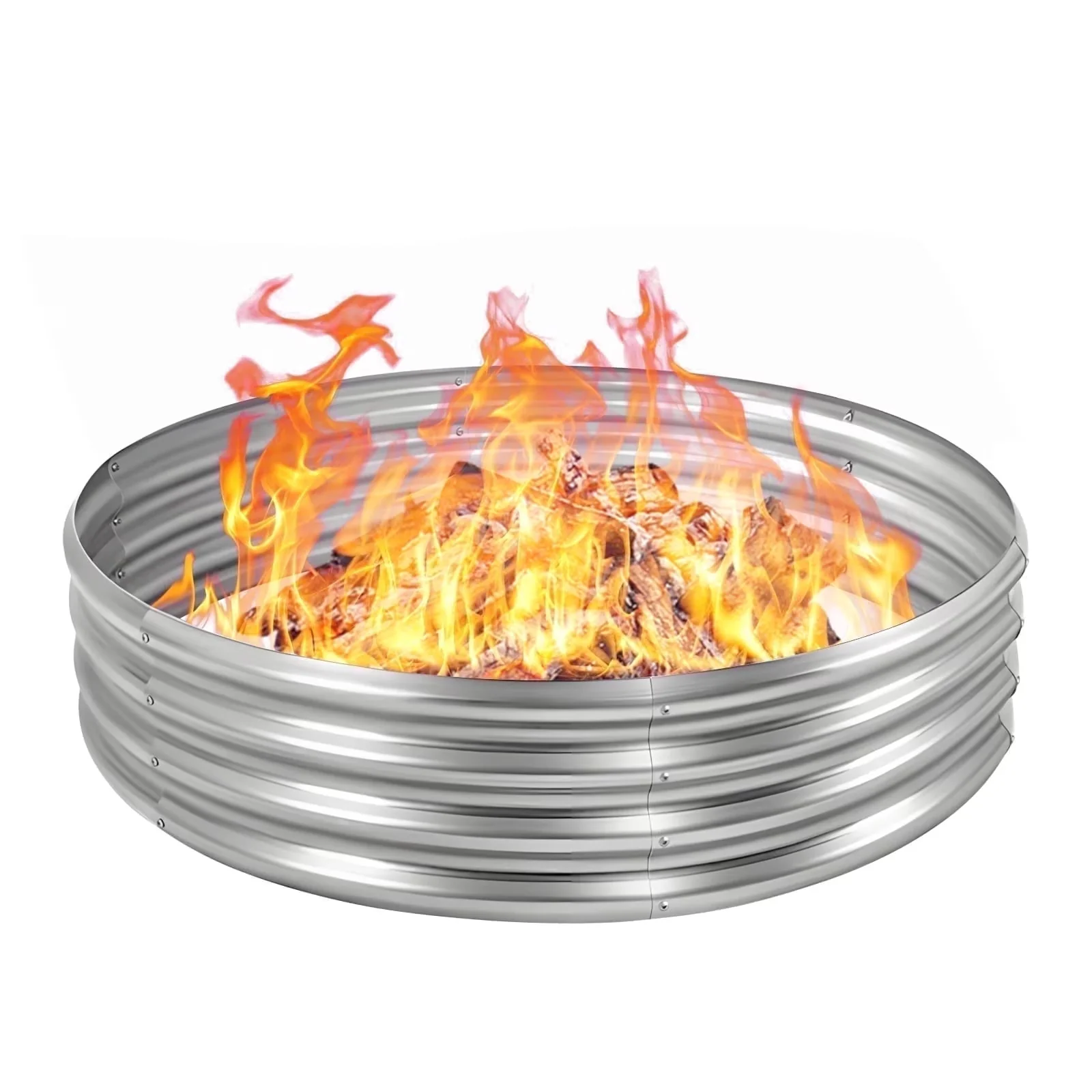 Reliable Outdoor Heating with Rust Resistant, Heavy Duty Steel Fire Pit Silver - Silver Metal Model 3CEBB4