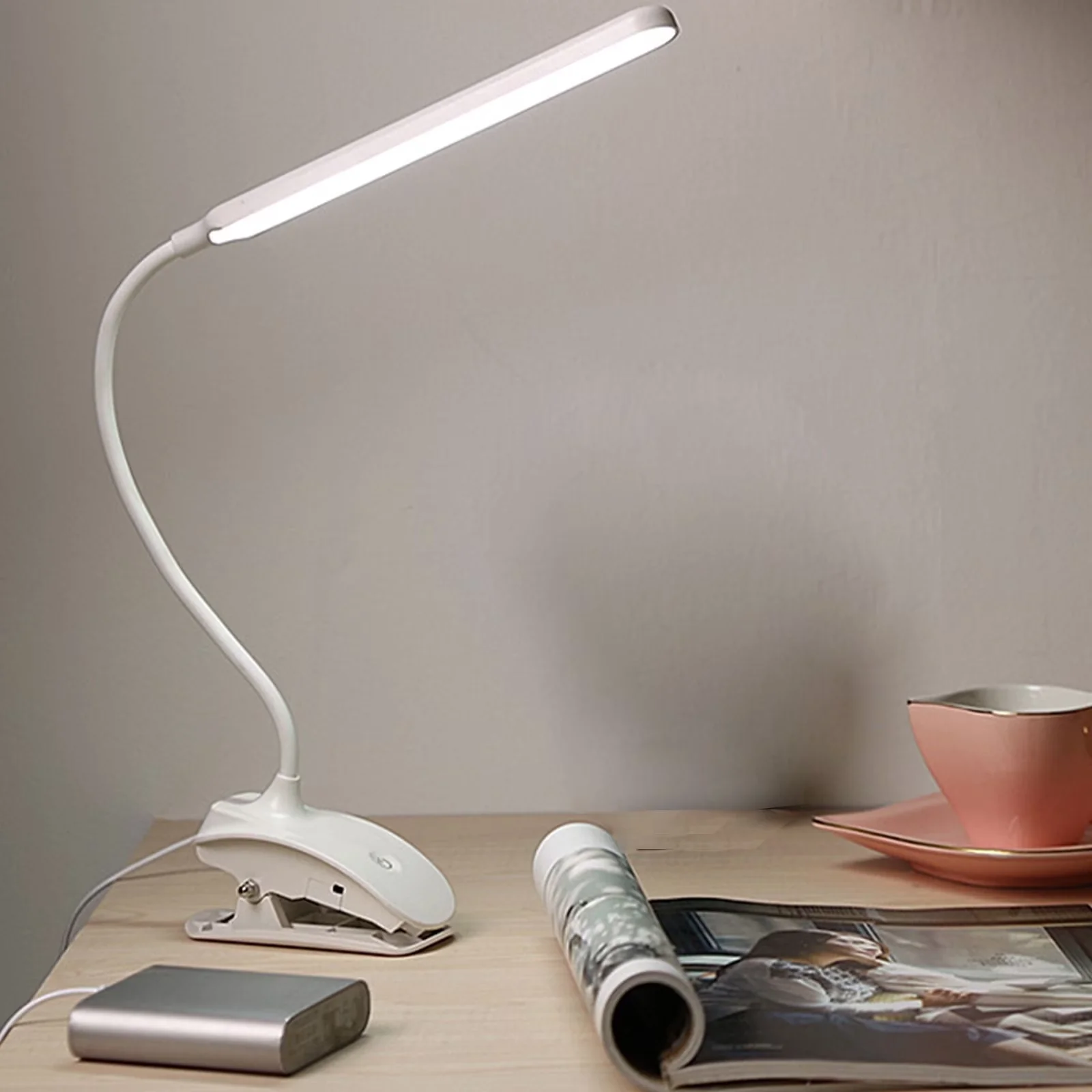 Desk Lamp Professional with LED, Clip-On Lamps - Metal White - Essential Collection Model 628167