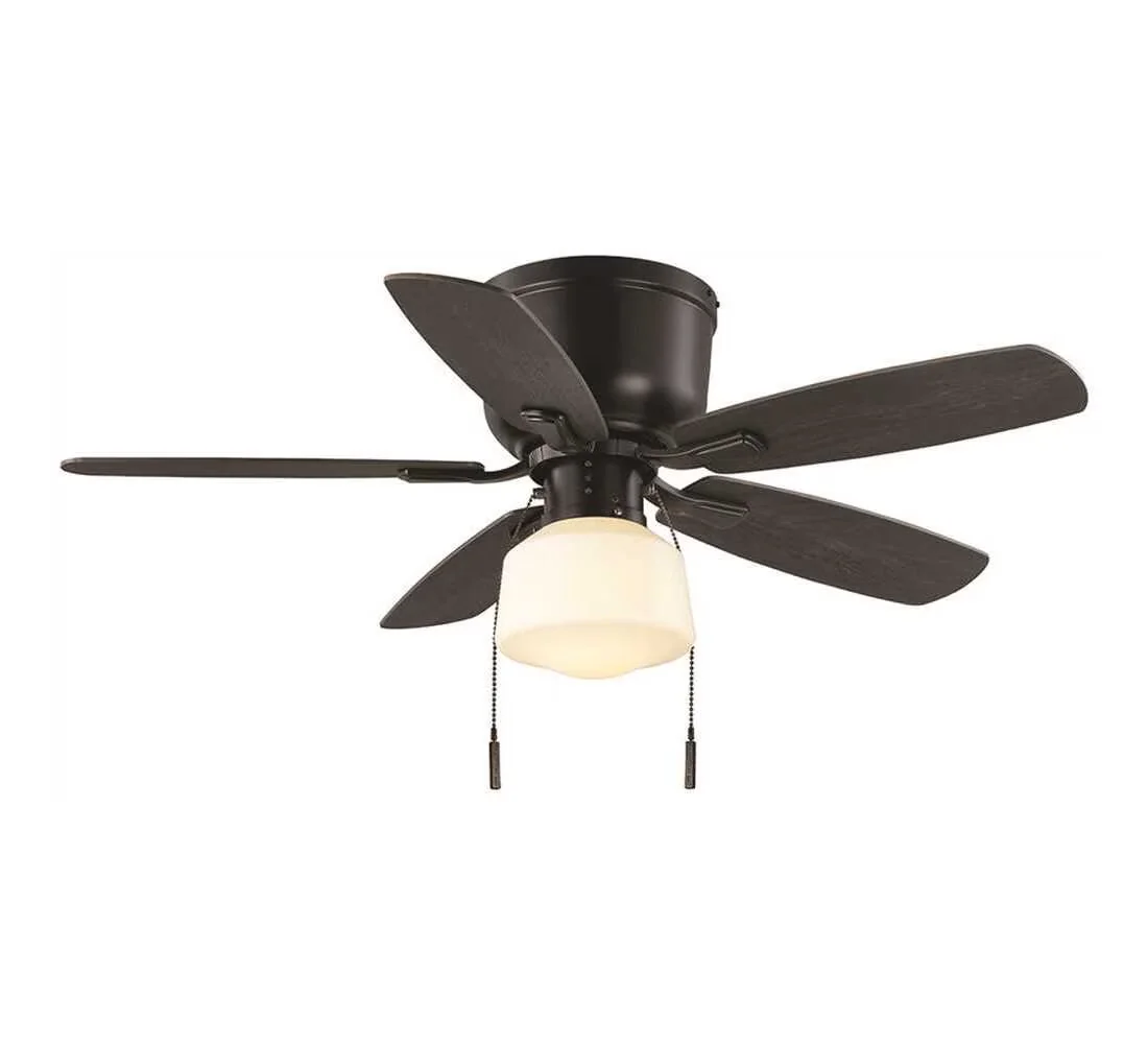 Professional Ceiling Fan with LED, Reversible Blades - Frosted White Plastic Black Model 9AC3A6