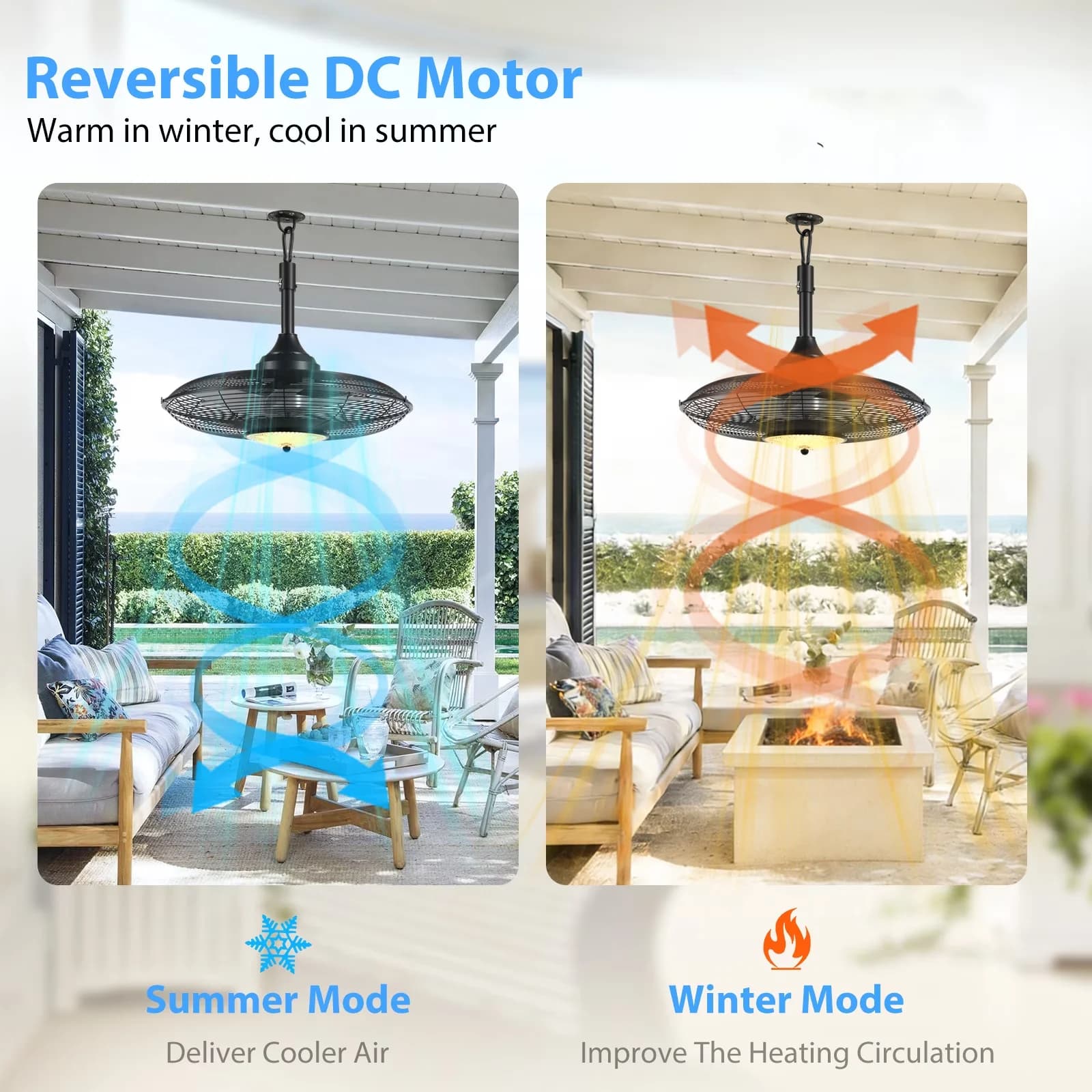 Essential Ceiling Fan with LED, Energy Efficient, Bluetooth Compatible - Black Model 6CC1DD