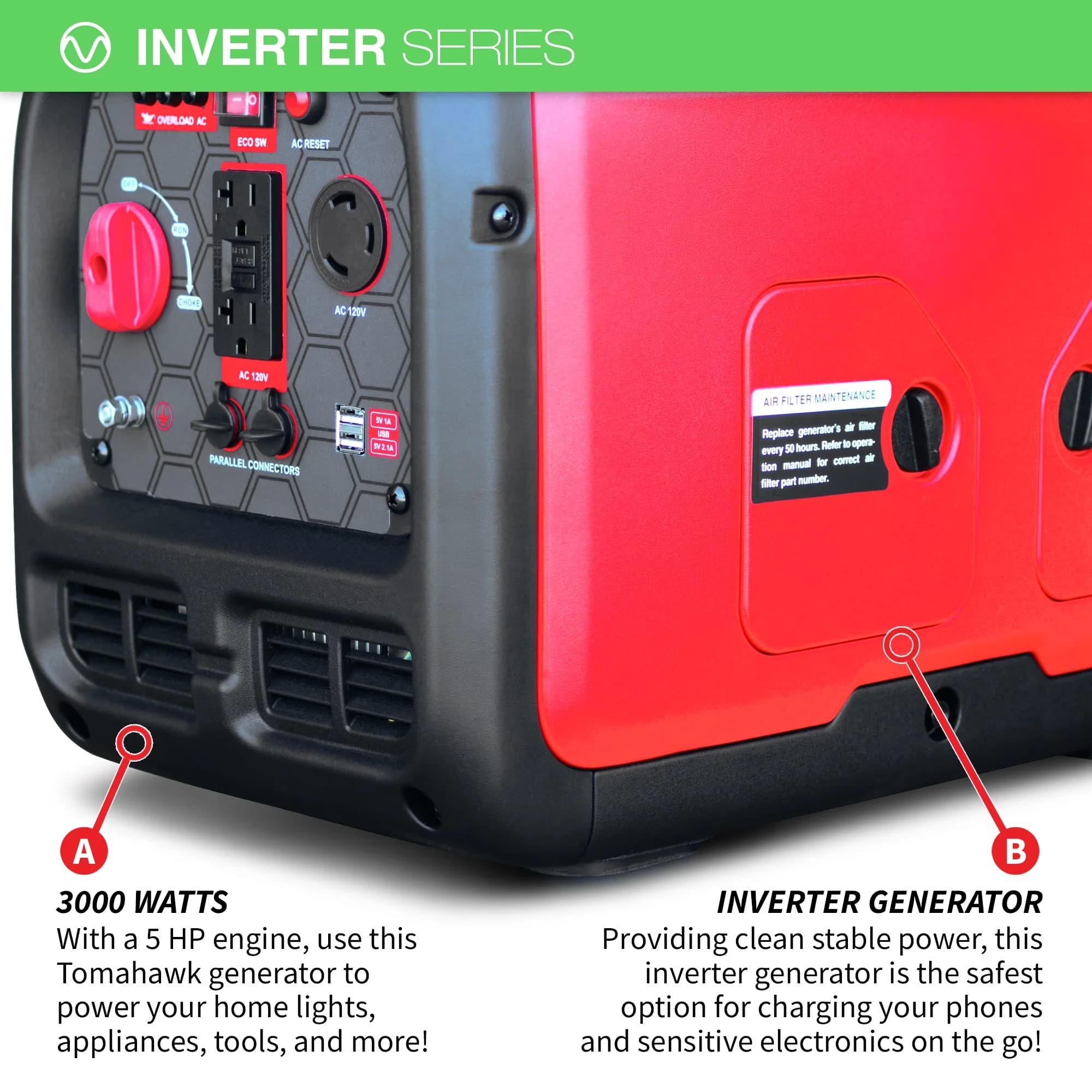 Professional Generator with 3000W, Overload Protection - Watt - Premium Collection Model 7CD76B
