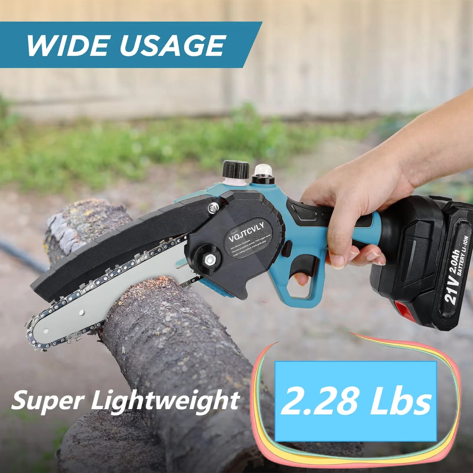 Sleek Chainsaw with Battery, Chain Brake, Bumper Spikes - 2x2000mAh - Rustic Charm Model 4FDA32
