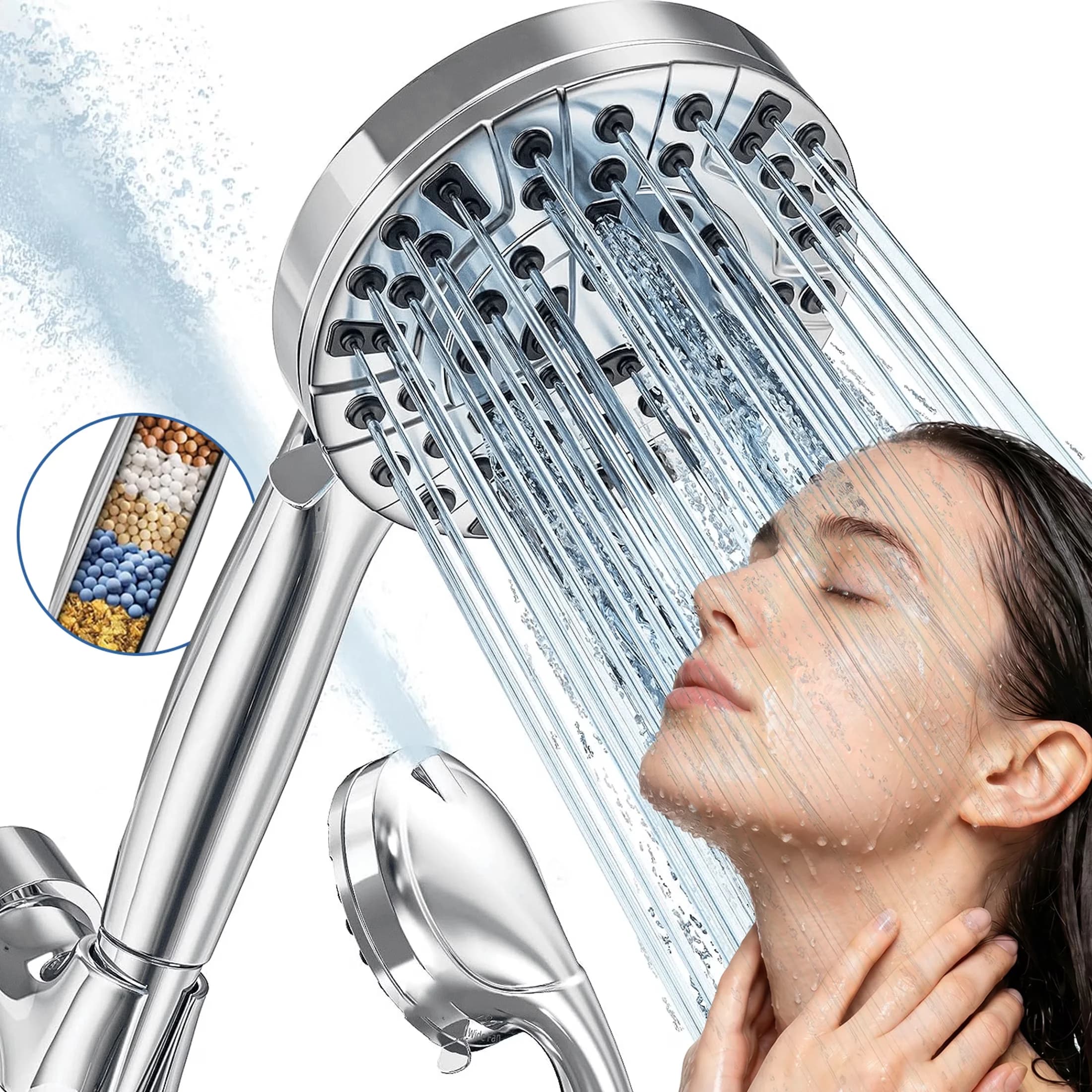 Modern Shower Head with Hardware Included, Easy To Install - Abs And Stainless Steel 11.22" x 5" for Bathroom Model 1F5BF0