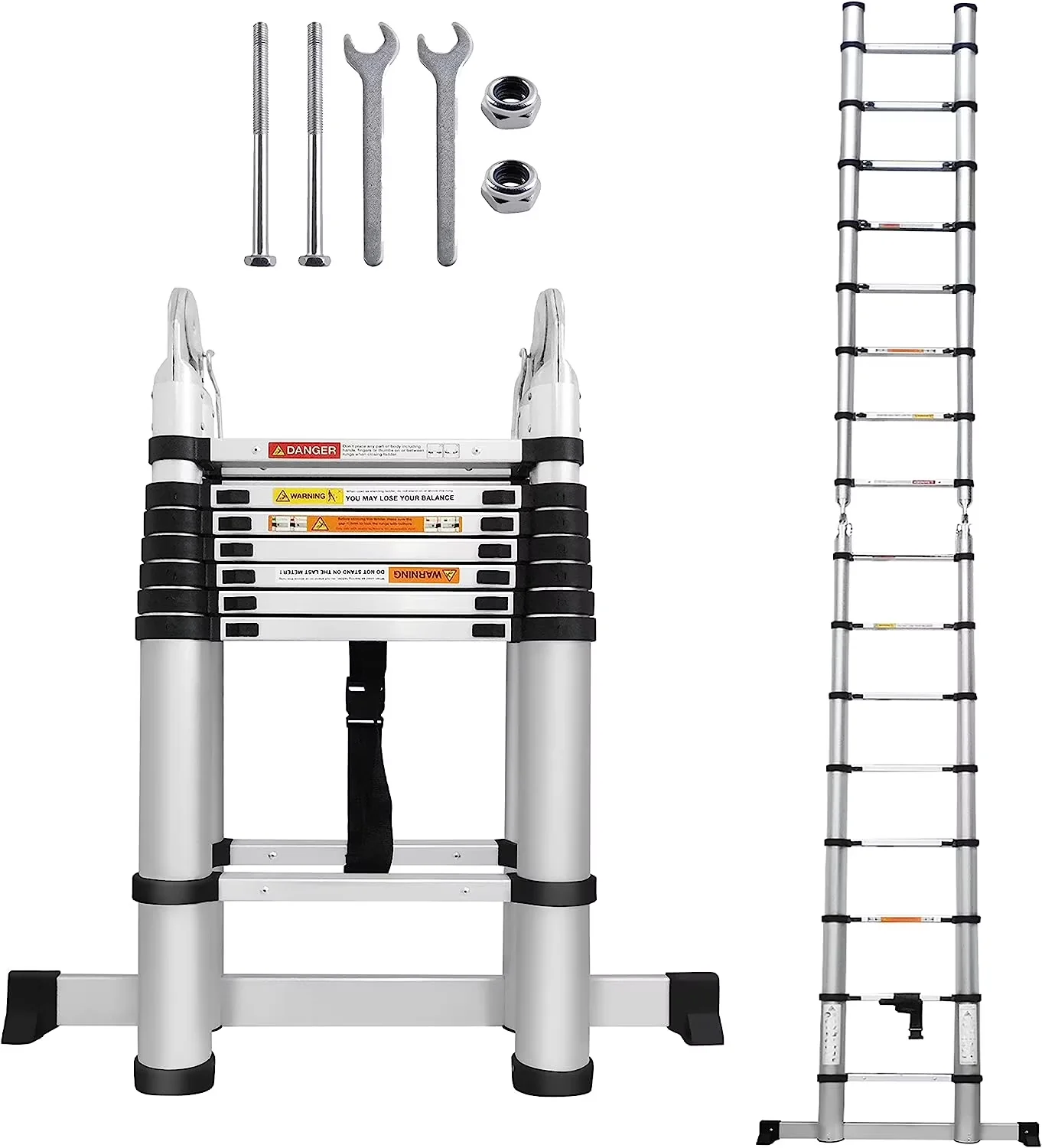 Ladders And Step Stool Compact with Stabilizer Bar, 16.5 ft - Stainless Steel Model 8138F0