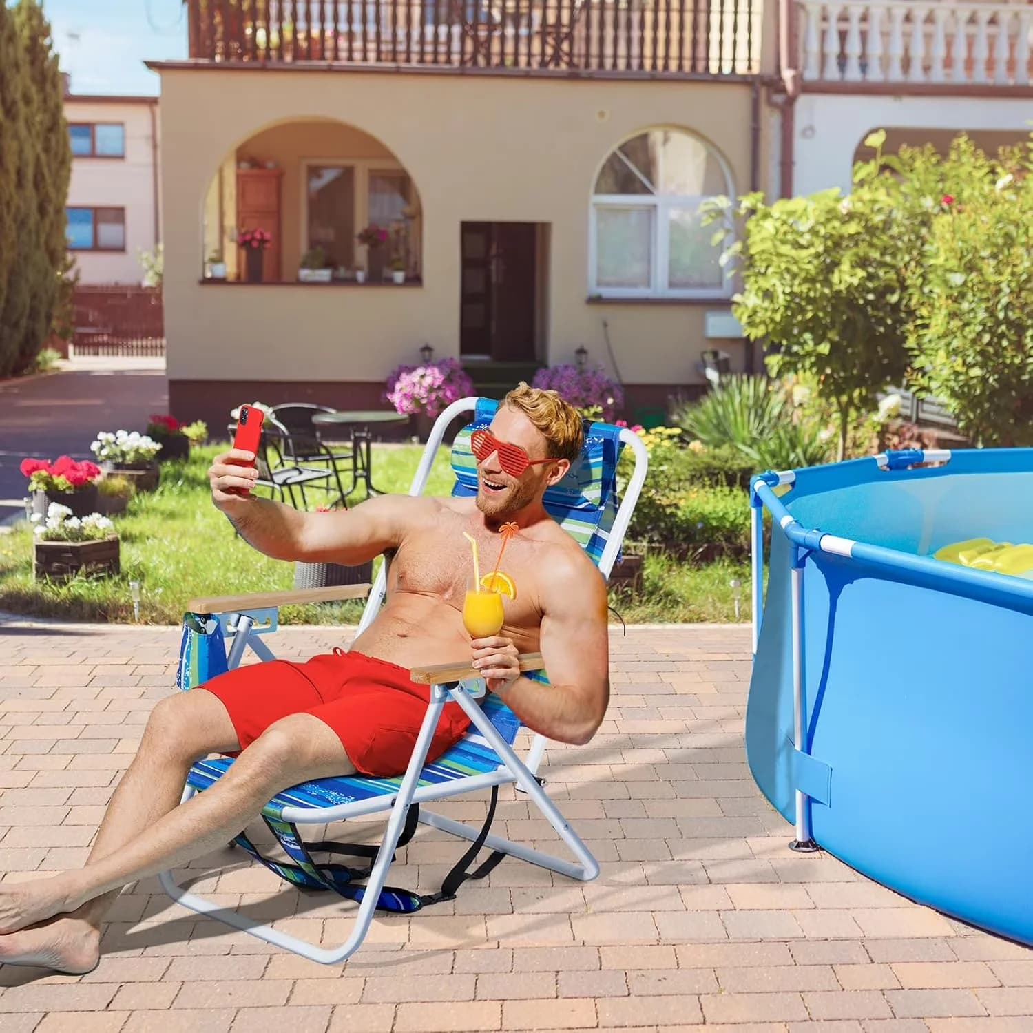 Beach Chair Efficient - Blue for Camping, Travel Folding - Essential Collection Model EFD5BB