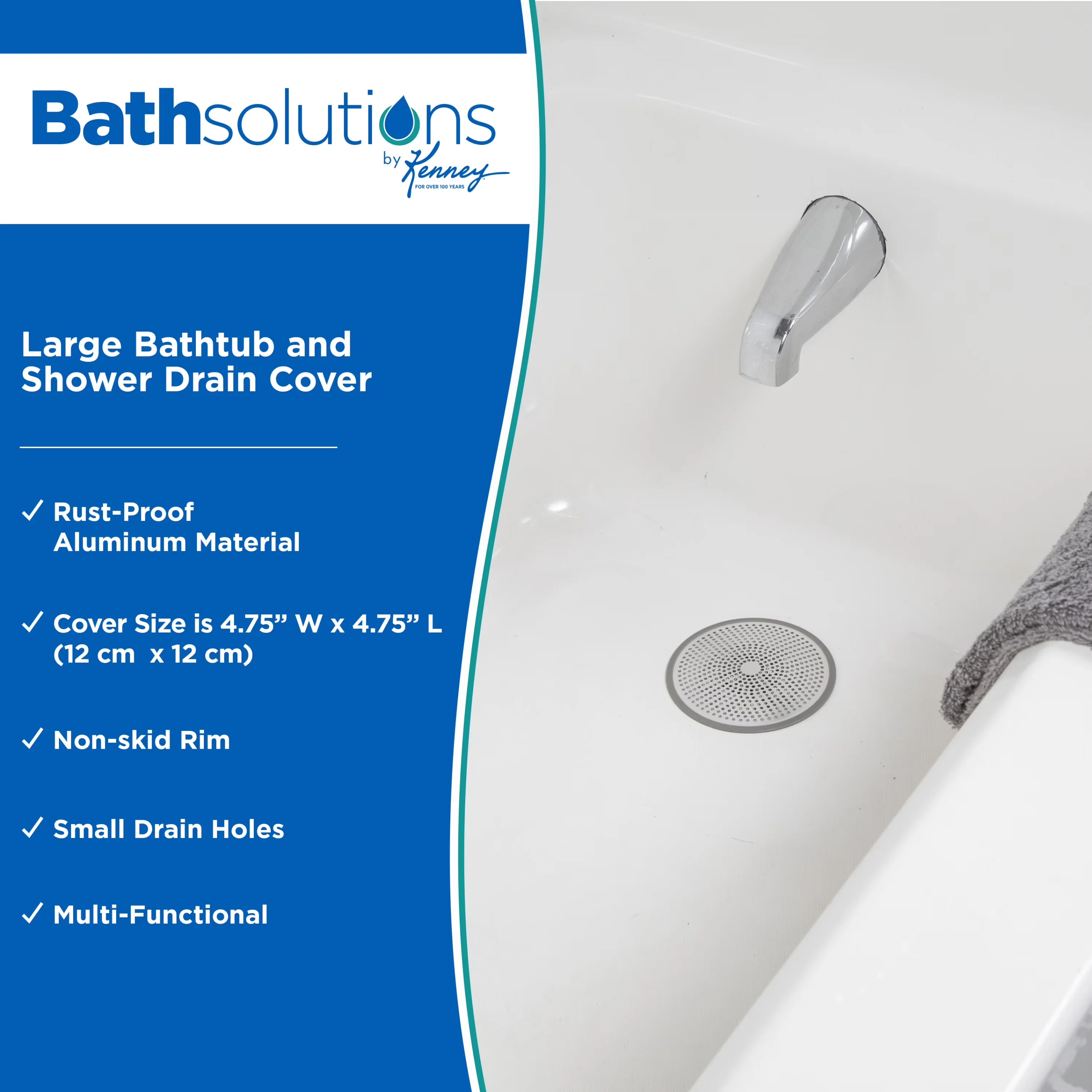 Sleek Bathroom Renovation with Hair Trap, Silver & Gray - Aluminum Silver Model 849DFF