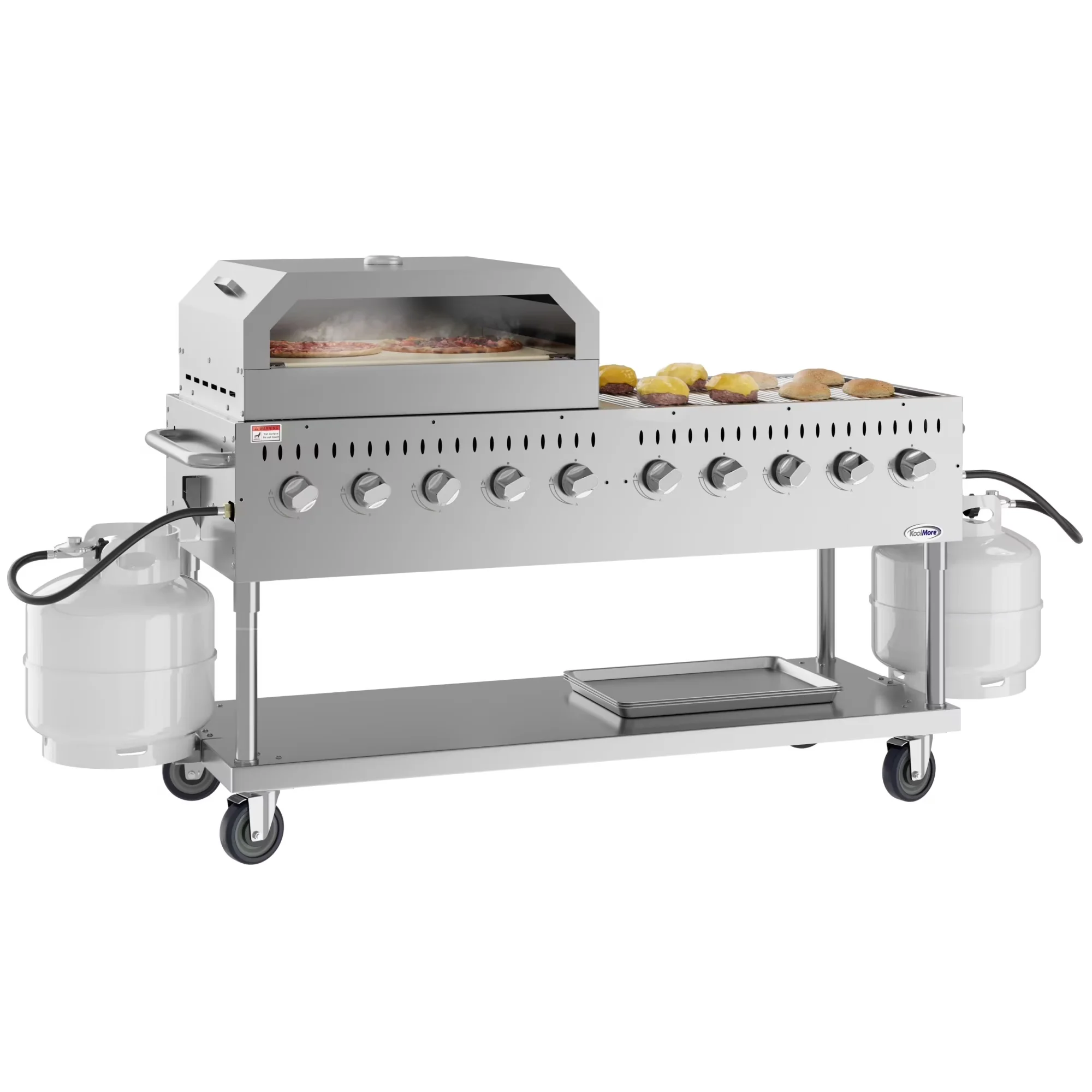 Efficient Gas Grill with 36 in. Pizza Oven in Stainless-Steel (), 72 in. Commercial Outdoor Propane - Stainless Steel Stainless Steel Model 778C7A