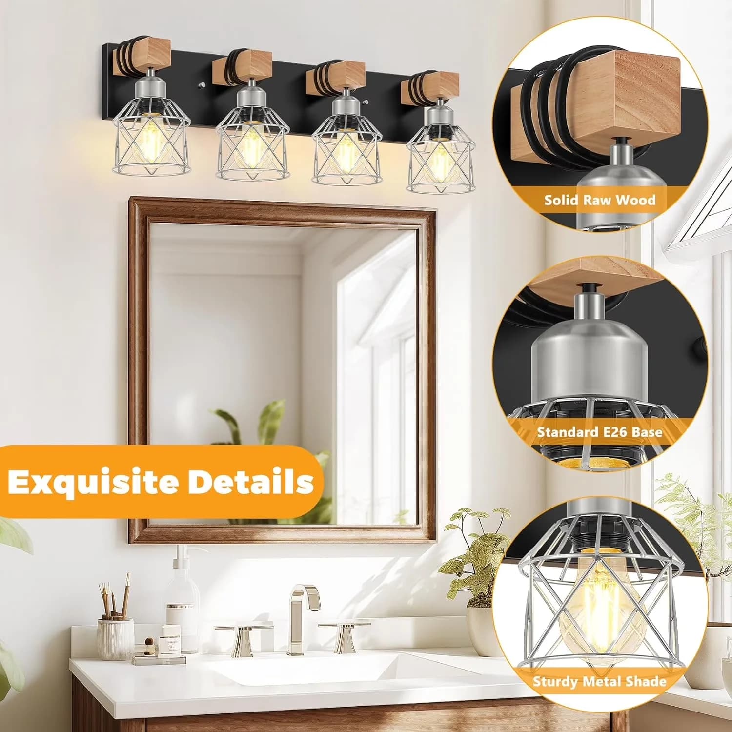 Innovative Bathroom Renovation with Incandescent, Farmhouse - Black, Silver, Brown, Multicolor Wood Model B71BBE