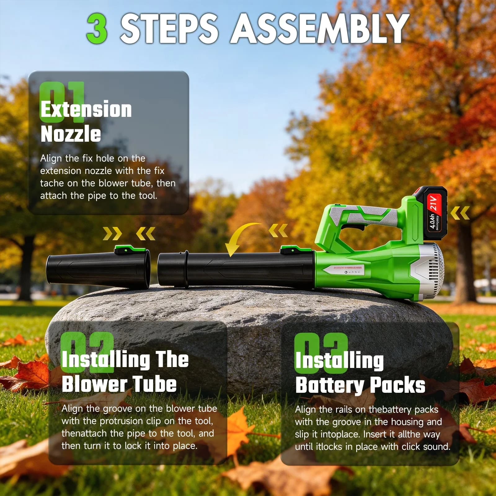 Efficient Leaf Blower with Battery, 21V, 21V Cordless for Patio - Built to Last Model 424B36