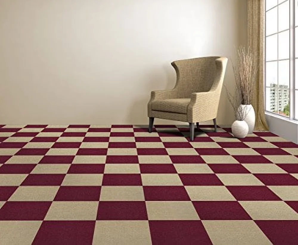 Grey Vinyl Flooring Vinyl Plank Flooring Durable with Easy Installation, Burgundy - Polyester 12 x 12 Model D0B03F
