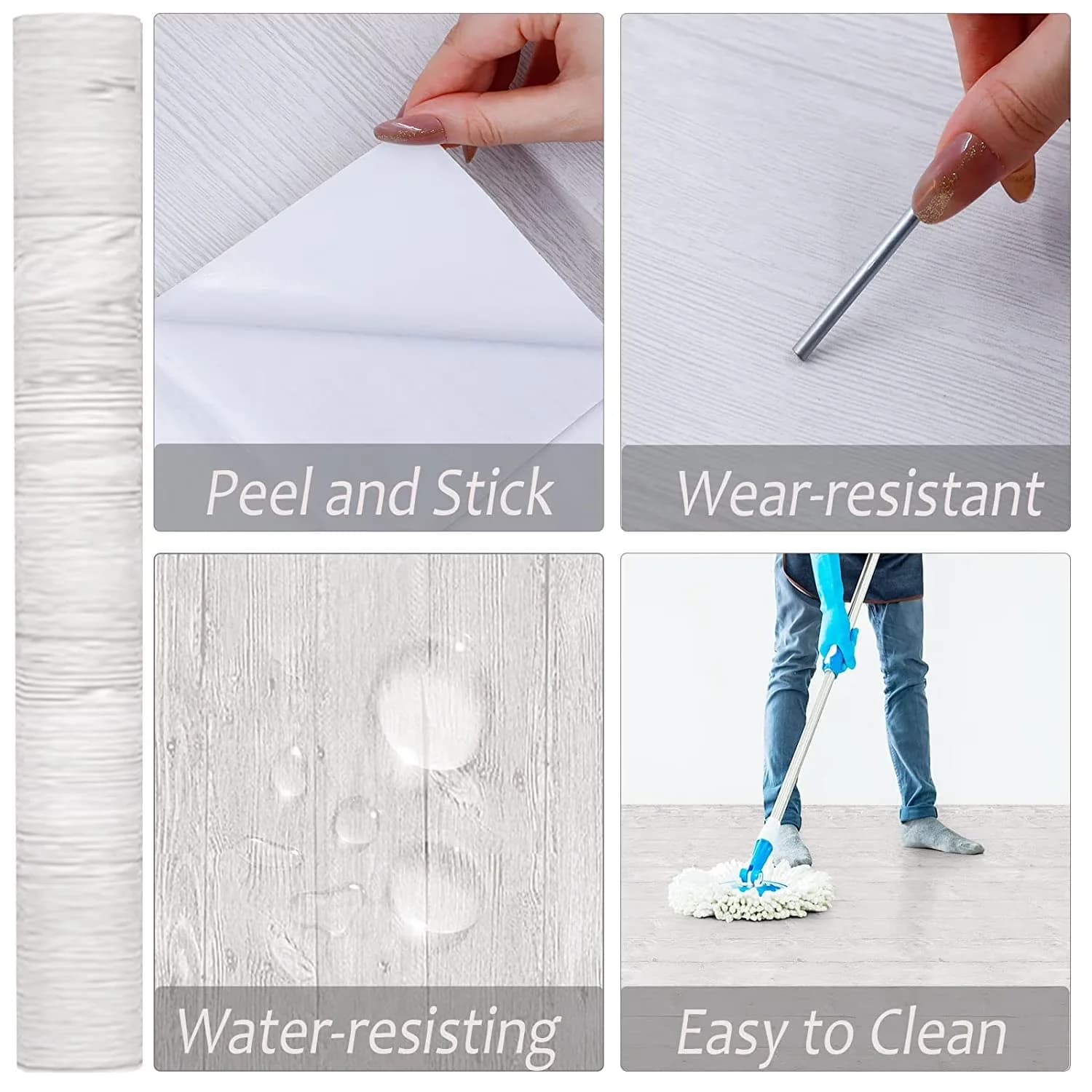 Grey Vinyl Flooring Vinyl Plank Flooring Efficient with Easy Installation - Gray Model D32A4D