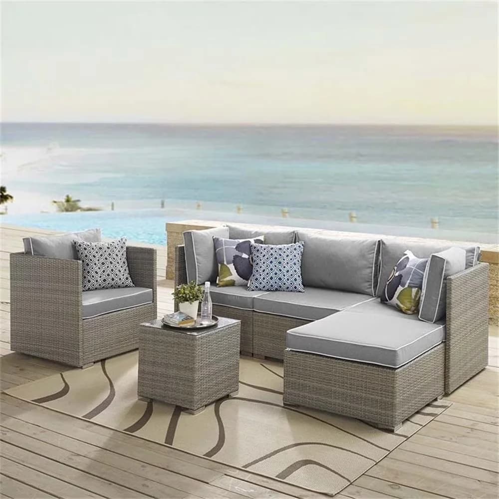 Patio Chair Modern with Contemporary, Uv Resistant, Tan/gray synthetic pe rattan - Gray Polyester, Aluminium Model 9E5DA3