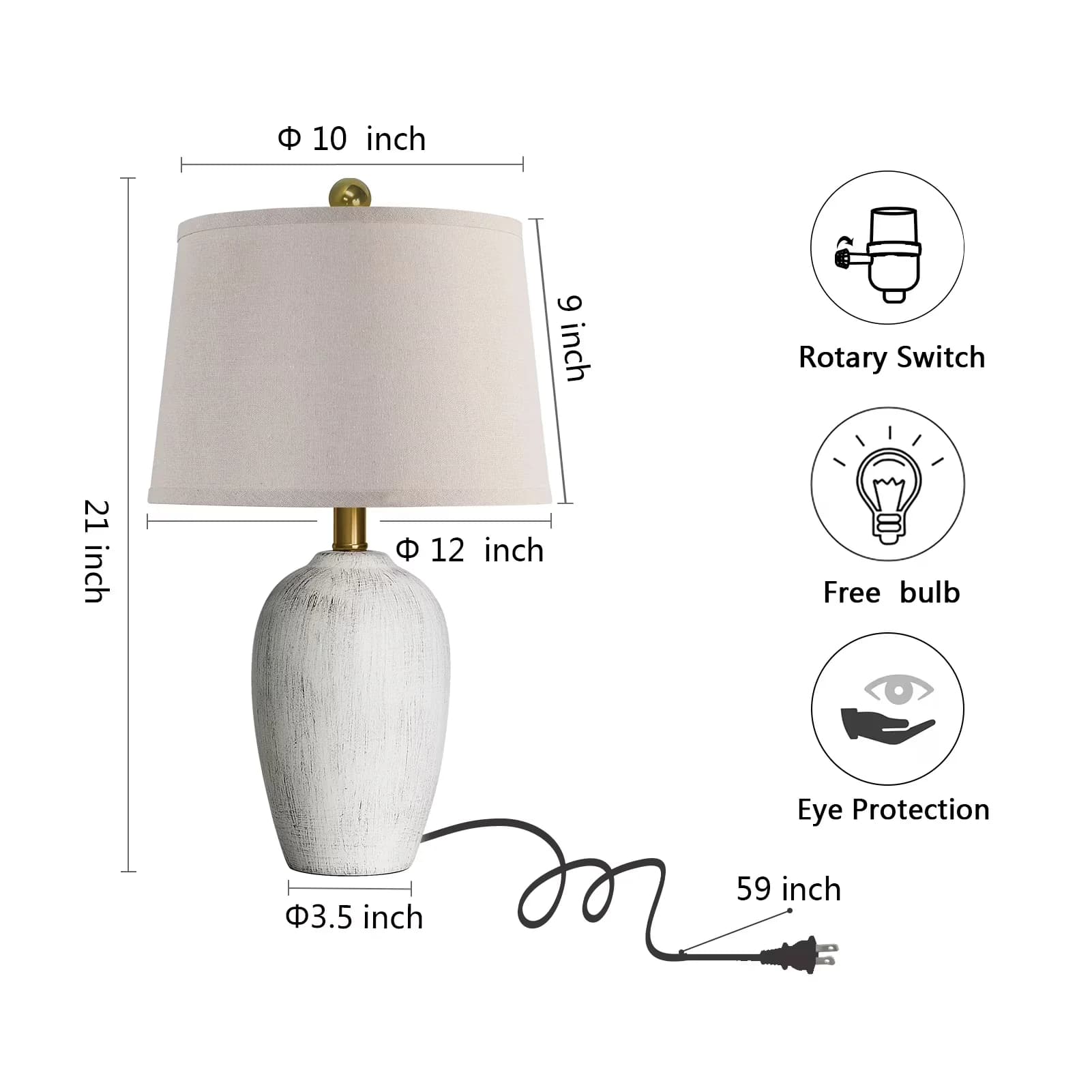 Lamp Stylish with LED, Modern, Adjustable Height - White Ceramic for Living Room Model F3B0B5