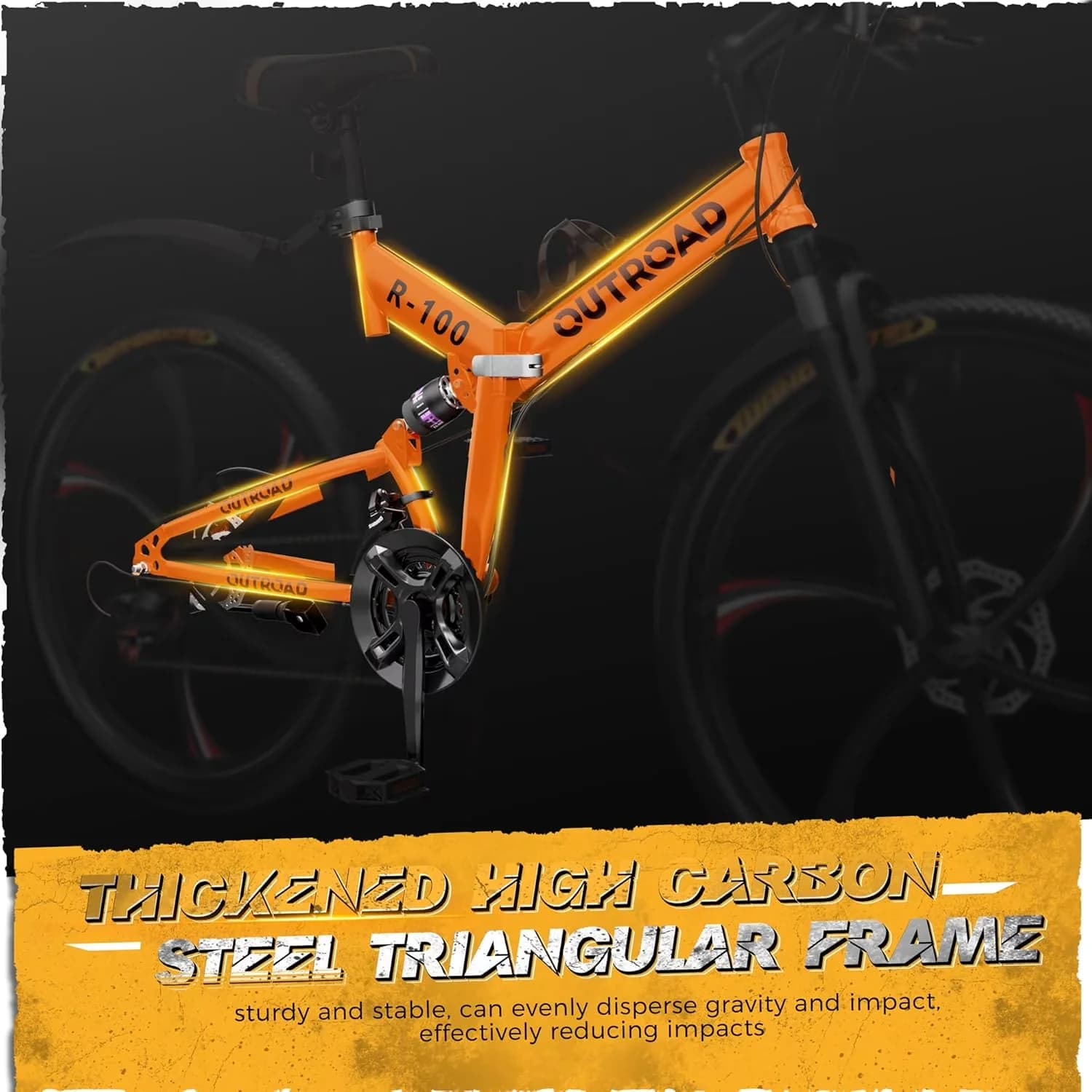 Mountain Bike Professional with Foldable, 26 Inch Folding, Number of Speeds 21 - Orange Model D9D38A