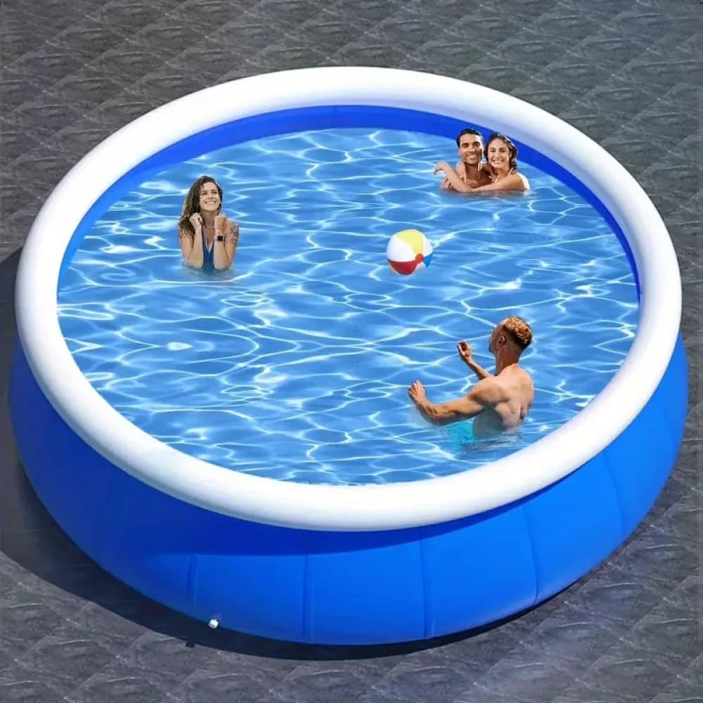 Versatile Above Ground Pool with PVC Blow-Up, 12ft Round Inflatable Swimming - Model 423740