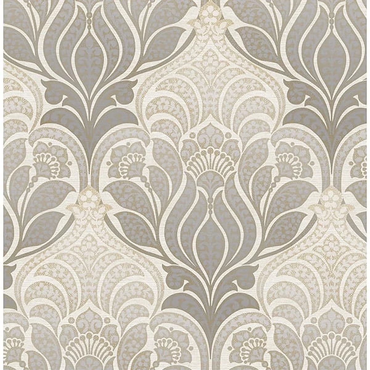 Wallpaper Professional with Removable, Ombre damask peel and stick wallpaper, Ideal for rental or home decorating - Gold, Gray Vinyl Model 789FA9