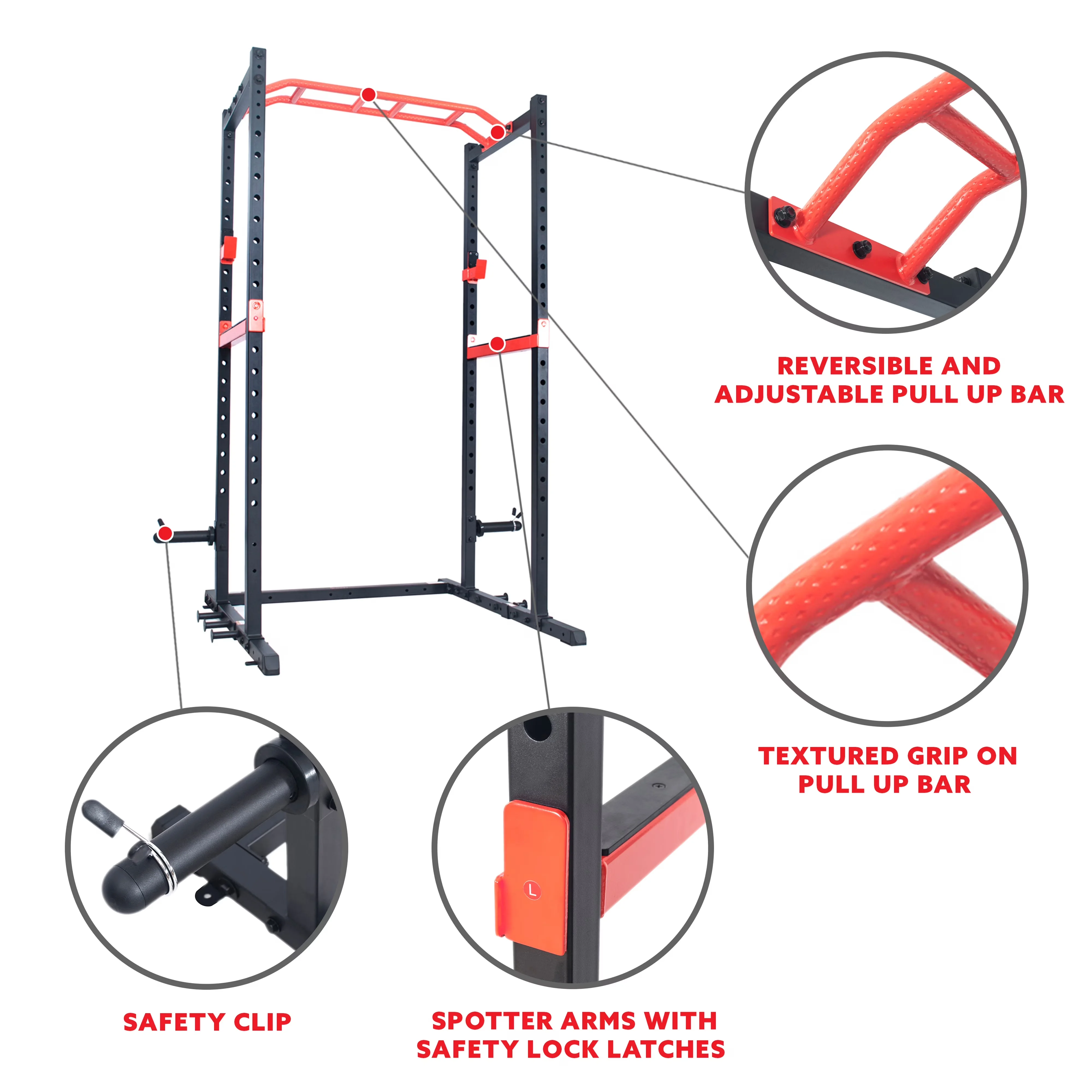 Home Gym Compact with Adjustable, Strength Exercise Equipment, Station Power Cage - Black Steel, Others Model C9DDCA
