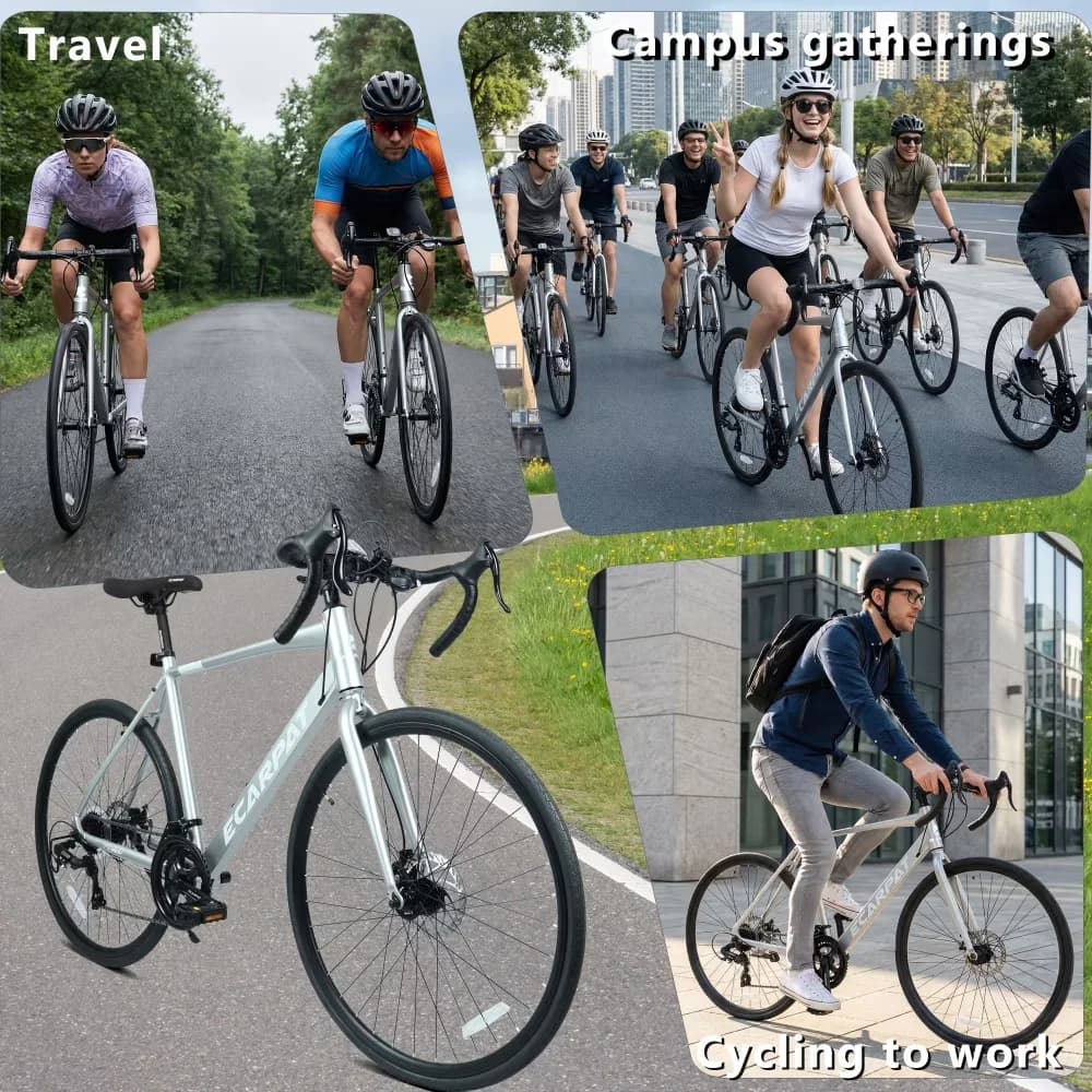 Essential Road Bike with Lightweight, Adjustable Seat, 700Cx28 - Silver Model CCDF95