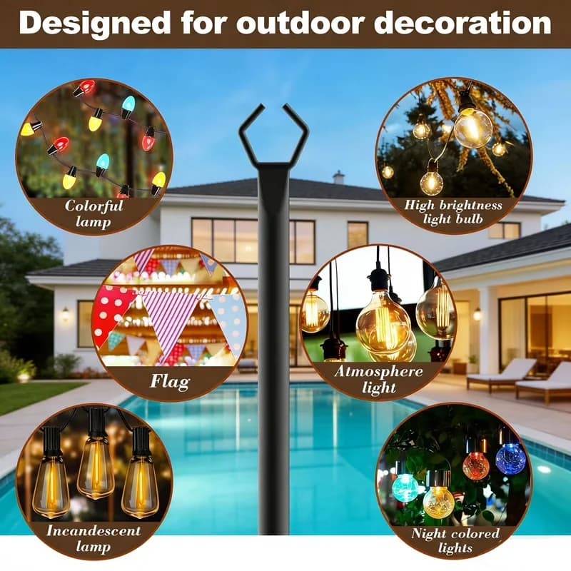 Efficient Novelty Light with LED, Eco Friendly, 4 Packs String Poles - Black Model B7B440