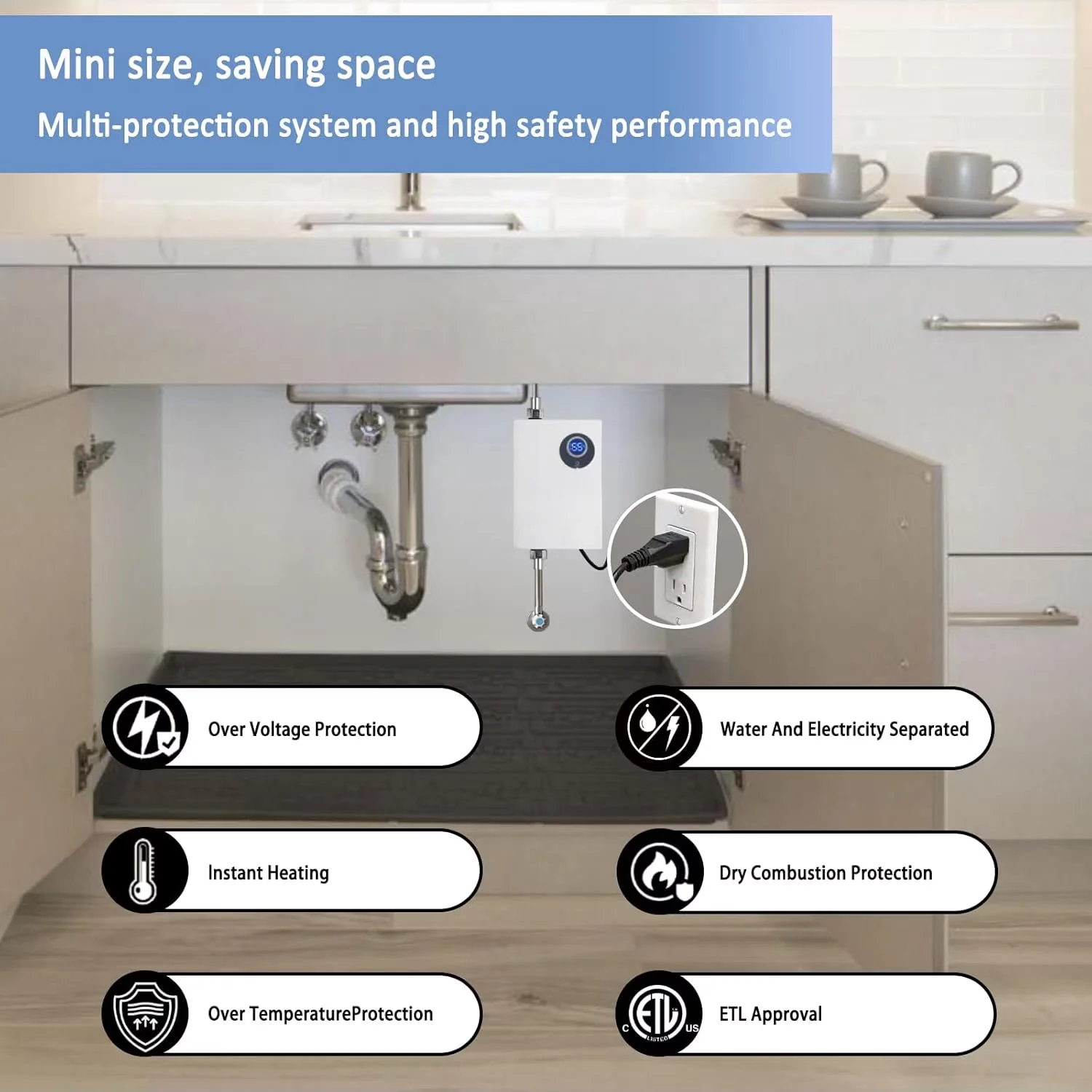 Kitchen Renovation Essential with 3000W, Portable, Tankless Water Heater Electric - Model 257631