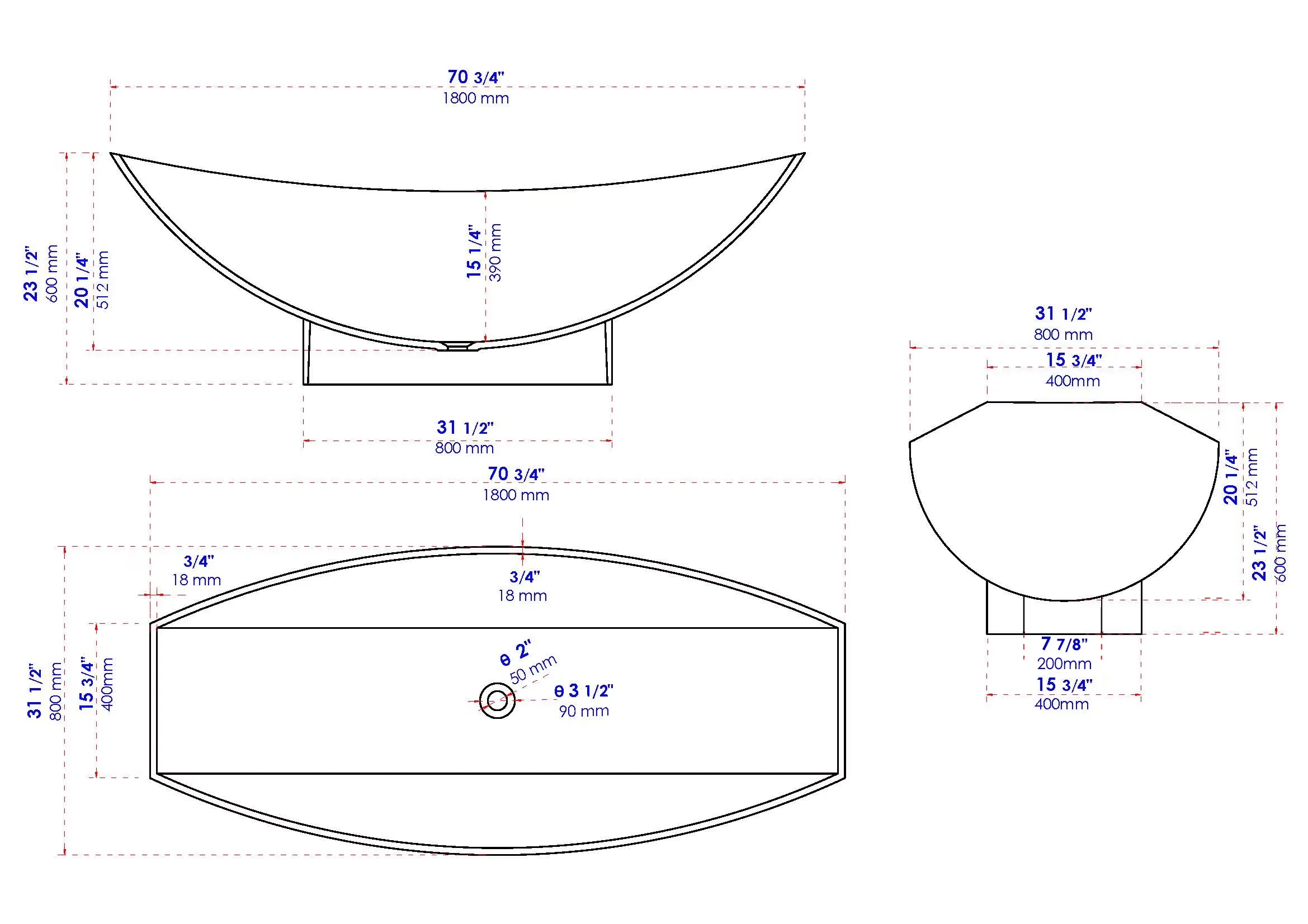 Quality Bathroom Renovation with Free Standing, This tub does not have an overflow hole. - White Resin Model 7C1B4C